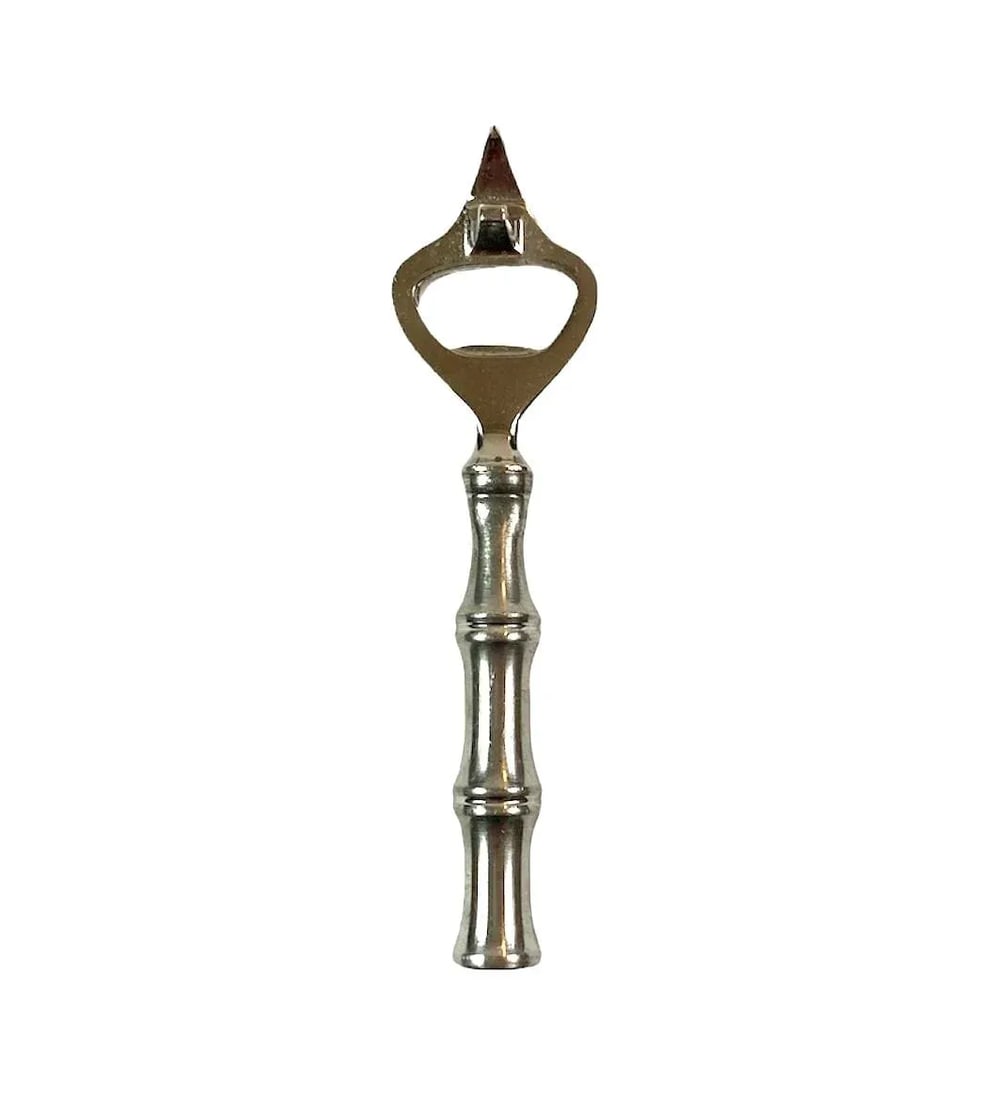 Vintage Pewter Faux Bamboo Barware Bottle Opener, C. 1960 - 6