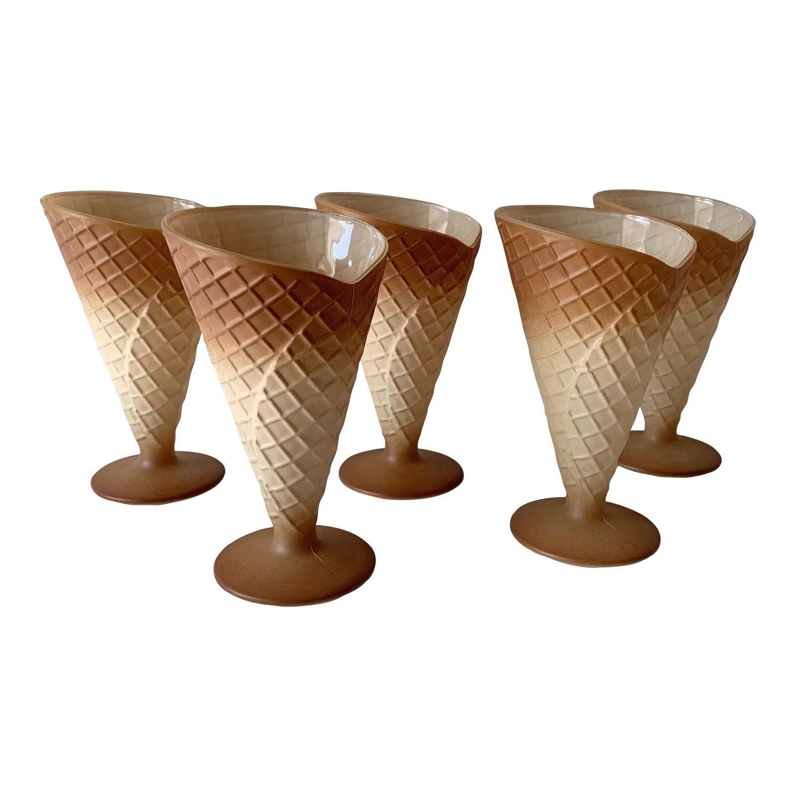 Mid 20th Century Bormioli Rocco Gelato Waffle Dessert Bowls- Set of 5 (1 of 11)
