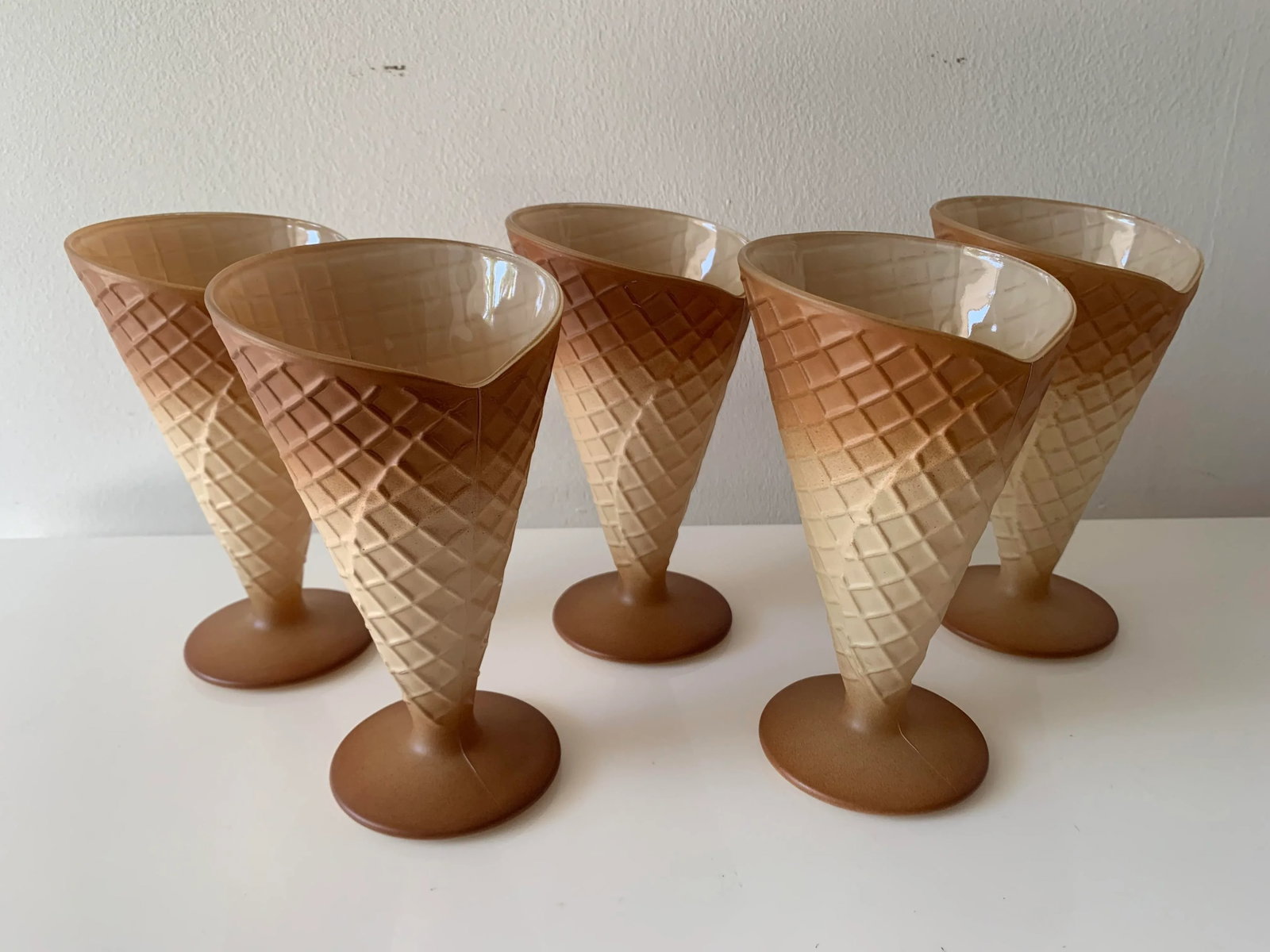 Mid 20th Century Bormioli Rocco Gelato Waffle Dessert Bowls- Set of 5 - 5