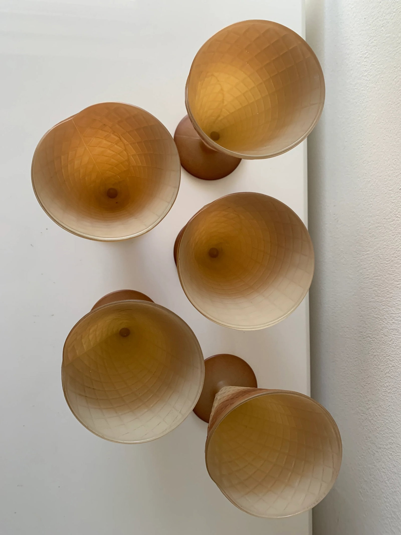 Mid 20th Century Bormioli Rocco Gelato Waffle Dessert Bowls- Set of 5 - 8