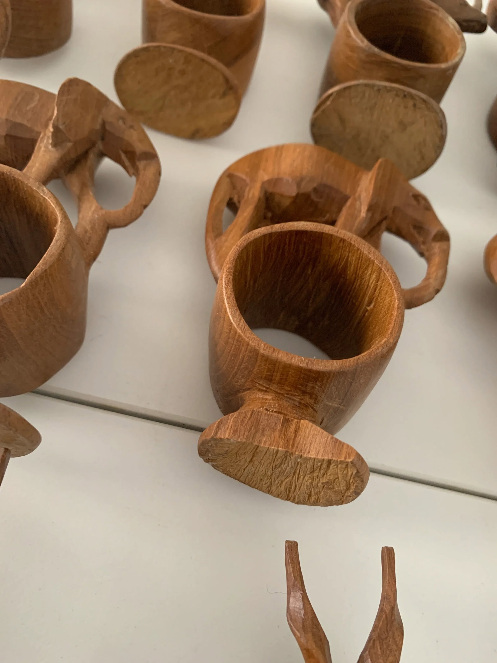 Mid 20th Century Safari Themed Hand Carved Napkin Rings- Set of 11 - 6