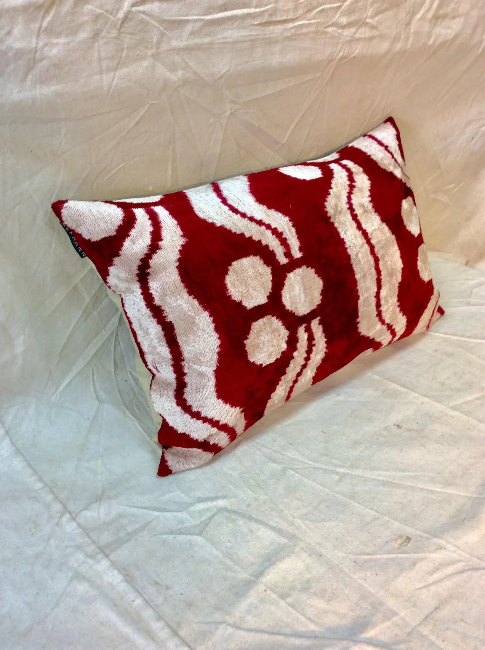 Turkish Hand Woven Velvet Ikat Pillow - 2