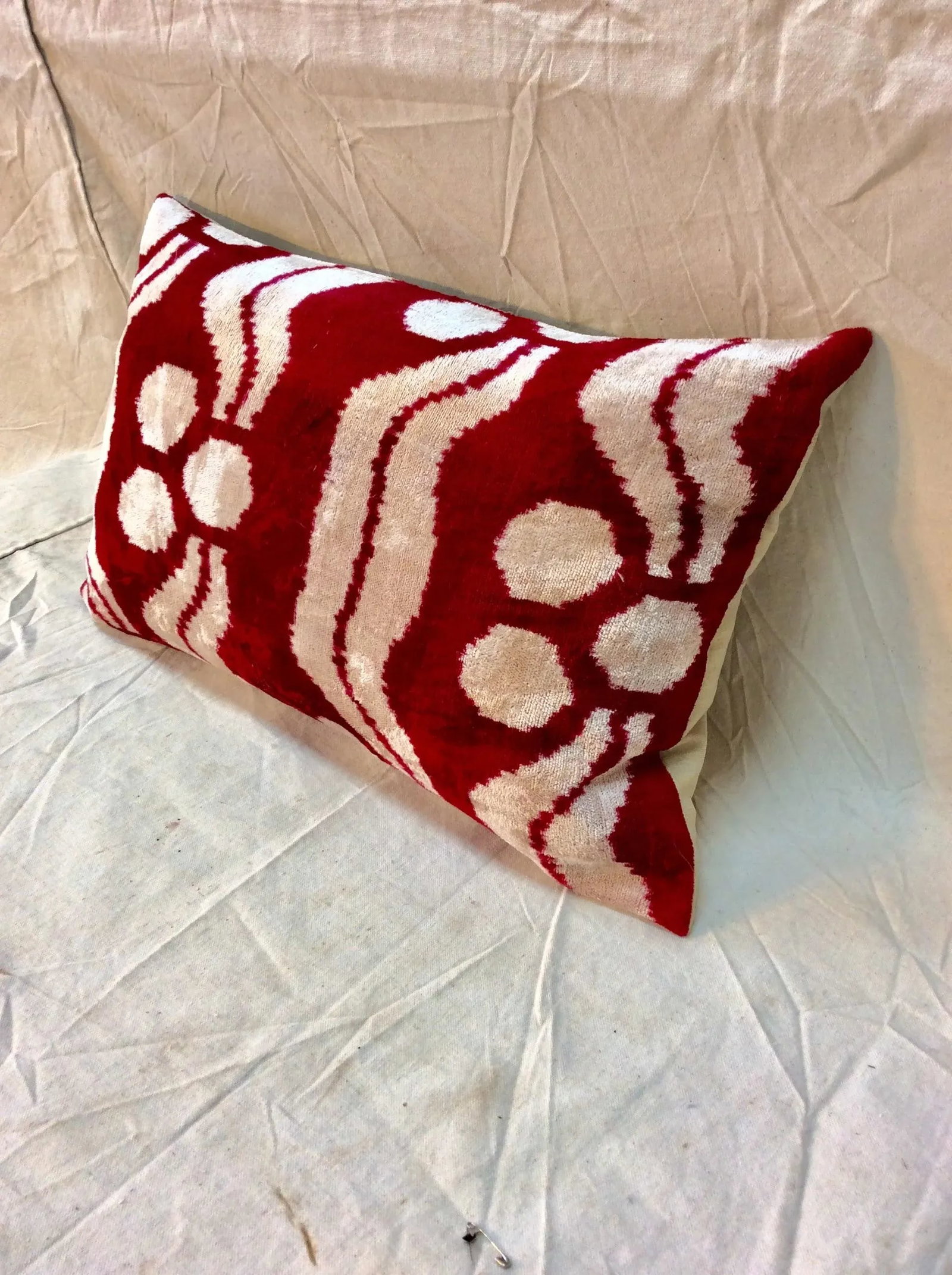 Turkish Hand Woven Velvet Ikat Pillow - 3