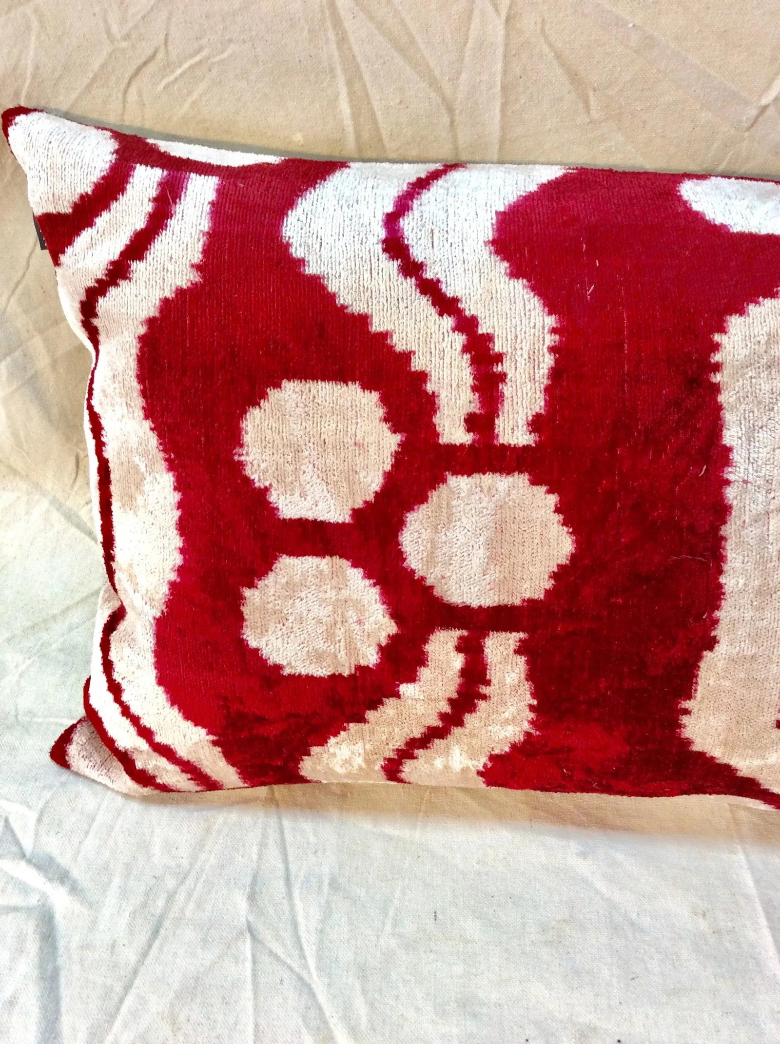Turkish Hand Woven Velvet Ikat Pillow - 4