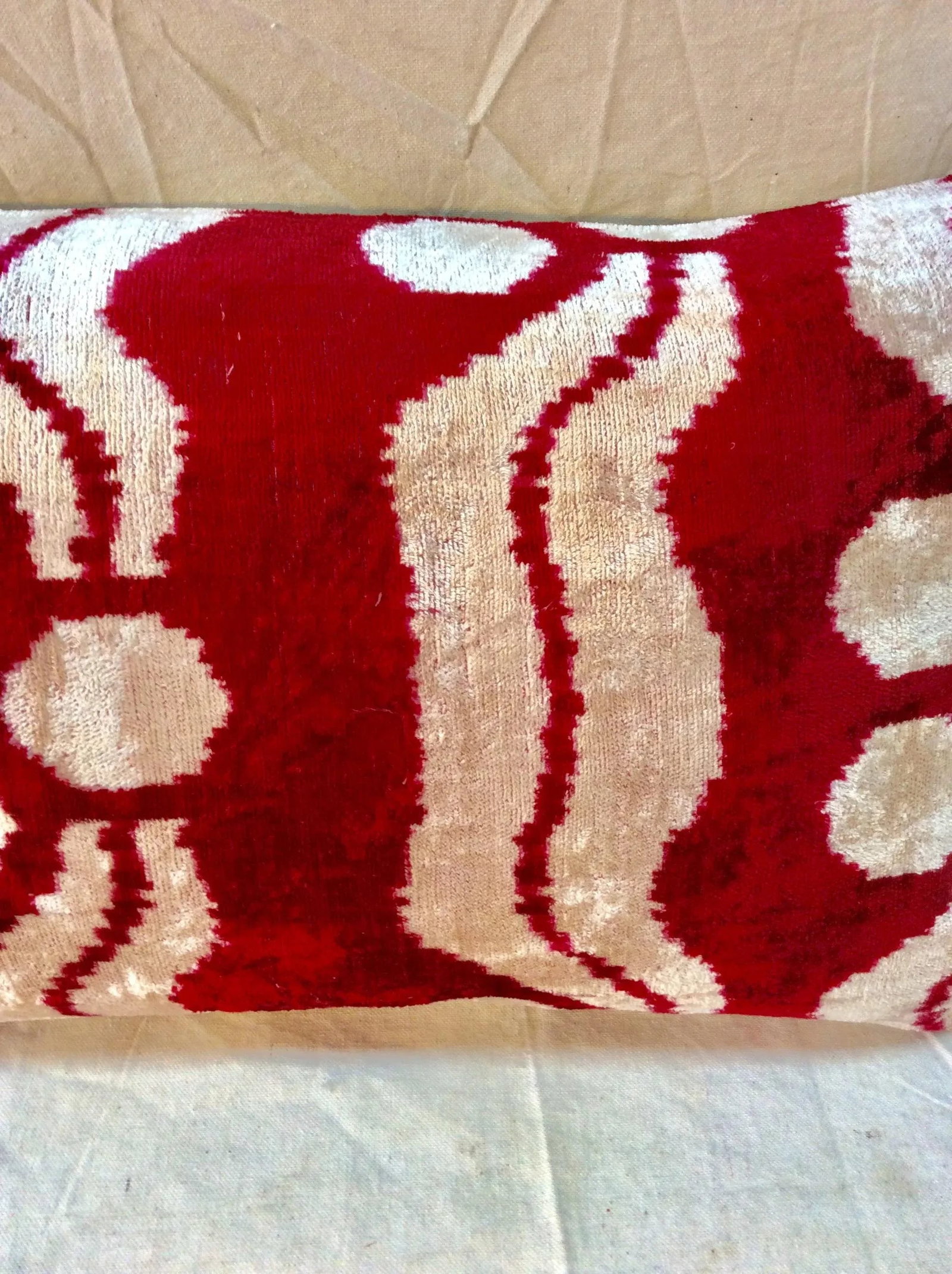 Turkish Hand Woven Velvet Ikat Pillow - 5