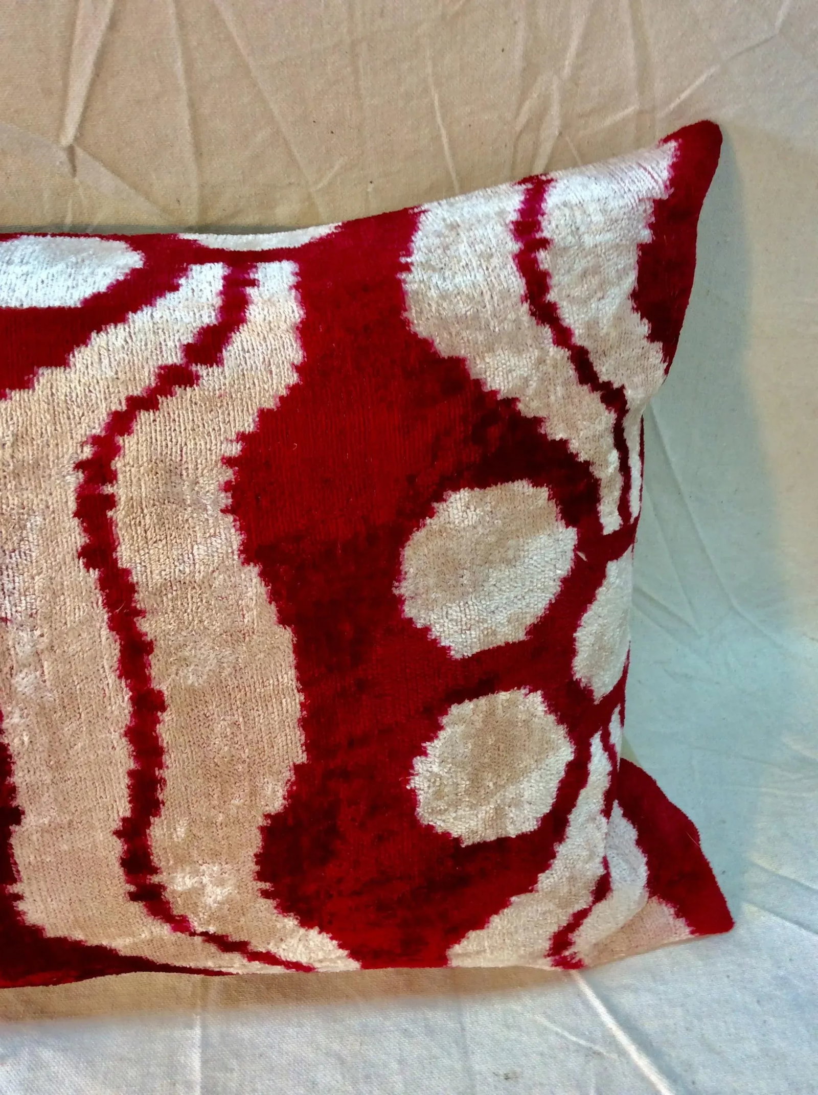 Turkish Hand Woven Velvet Ikat Pillow - 6