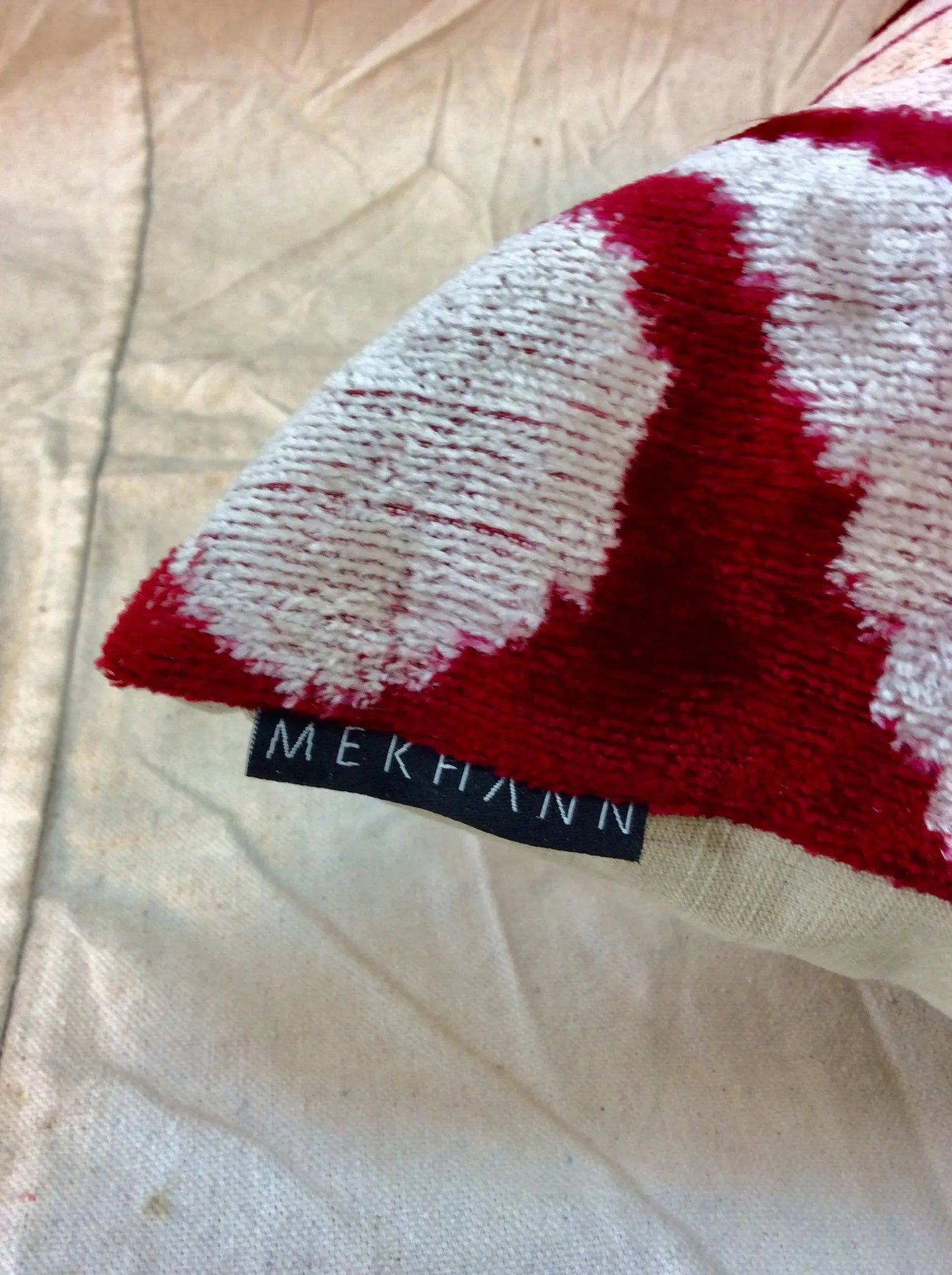 Turkish Hand Woven Velvet Ikat Pillow - 7