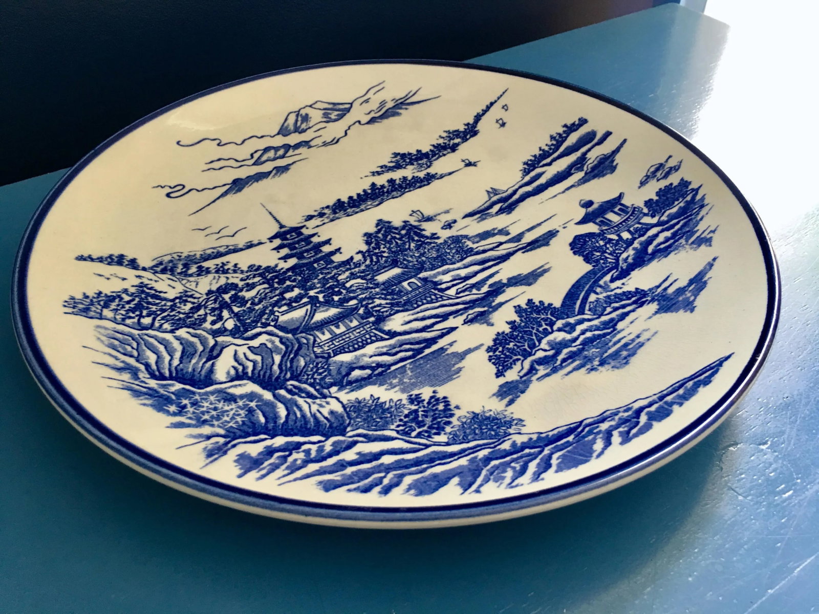 1980s Vintage Chinoiserie Ceramic Plate - 4
