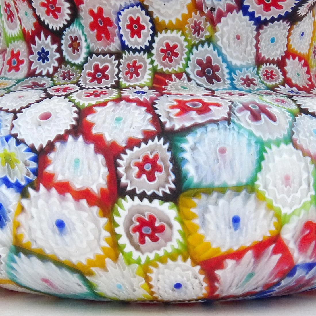 Murano Fratelli Toso Vintage Millefiori Flower Mosaic Rainbow Colors Italian Art Glass Ruffle Rim Va - 4
