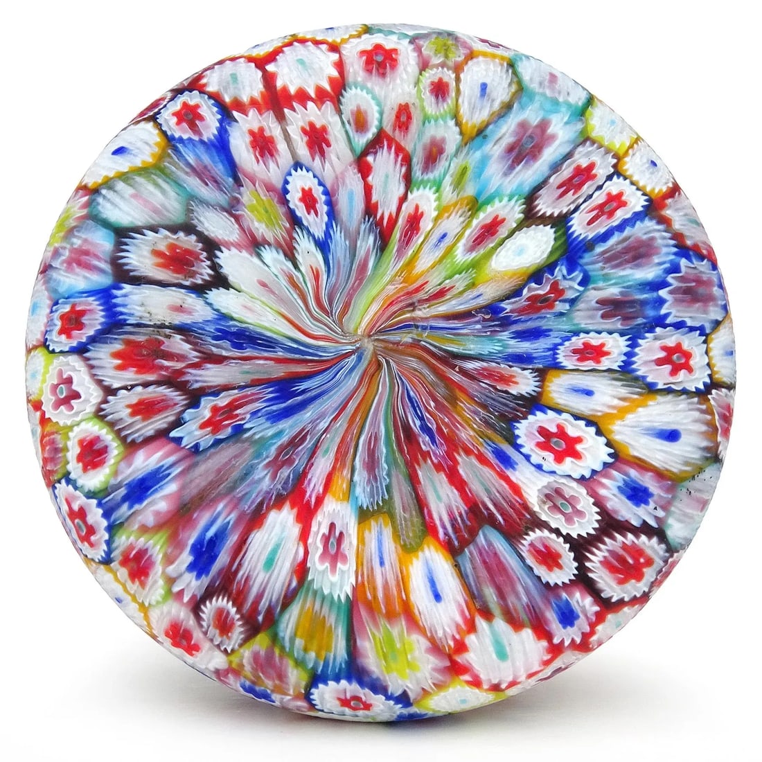 Murano Fratelli Toso Vintage Millefiori Flower Mosaic Rainbow Colors Italian Art Glass Ruffle Rim Va - 8