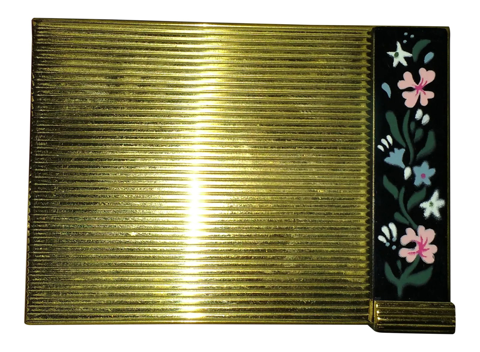 Vintage Volupte Brass Powder Compact and Lipstick Holder: Circa 1940s. This compact has a deep powder well with a large, fluffy puff... and a beautiful lipstick case that slides out like a tiny drawer -to hold your own favorite lipstick. The puff has never b
