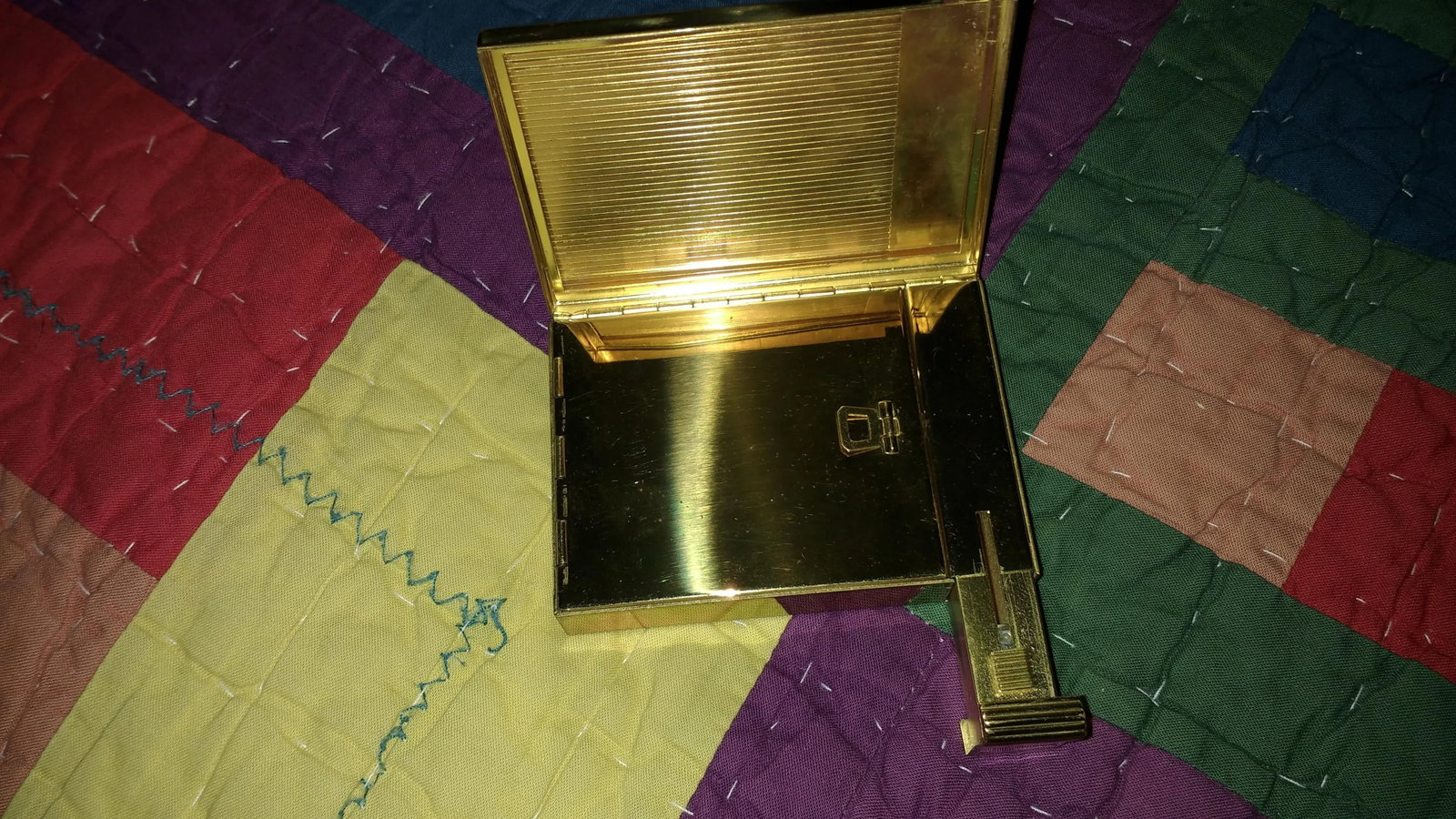 Vintage Volupte Brass Powder Compact and Lipstick Holder - 7