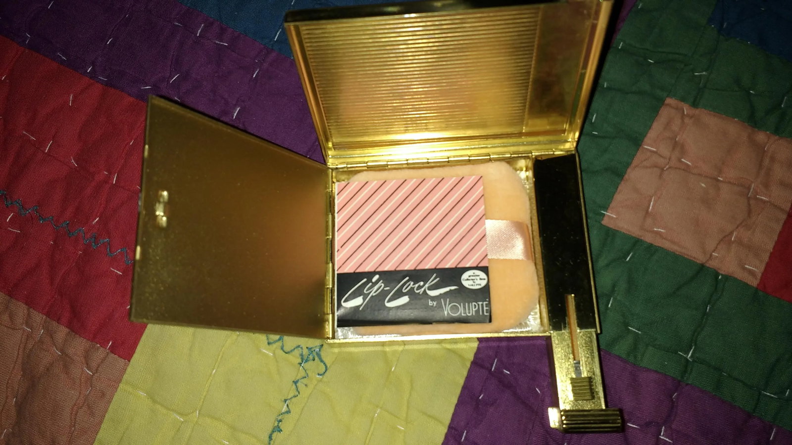 Vintage Volupte Brass Powder Compact and Lipstick Holder - 8