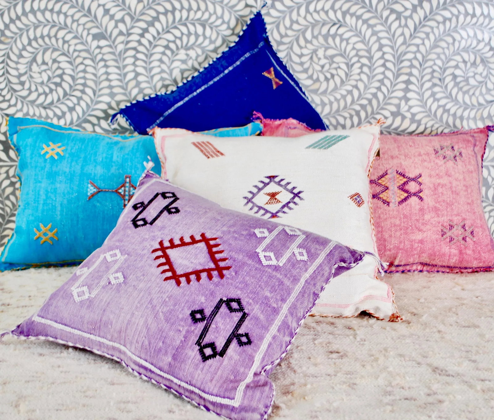 Moroccan Berber Sabra Purple Throw Pillow - 3
