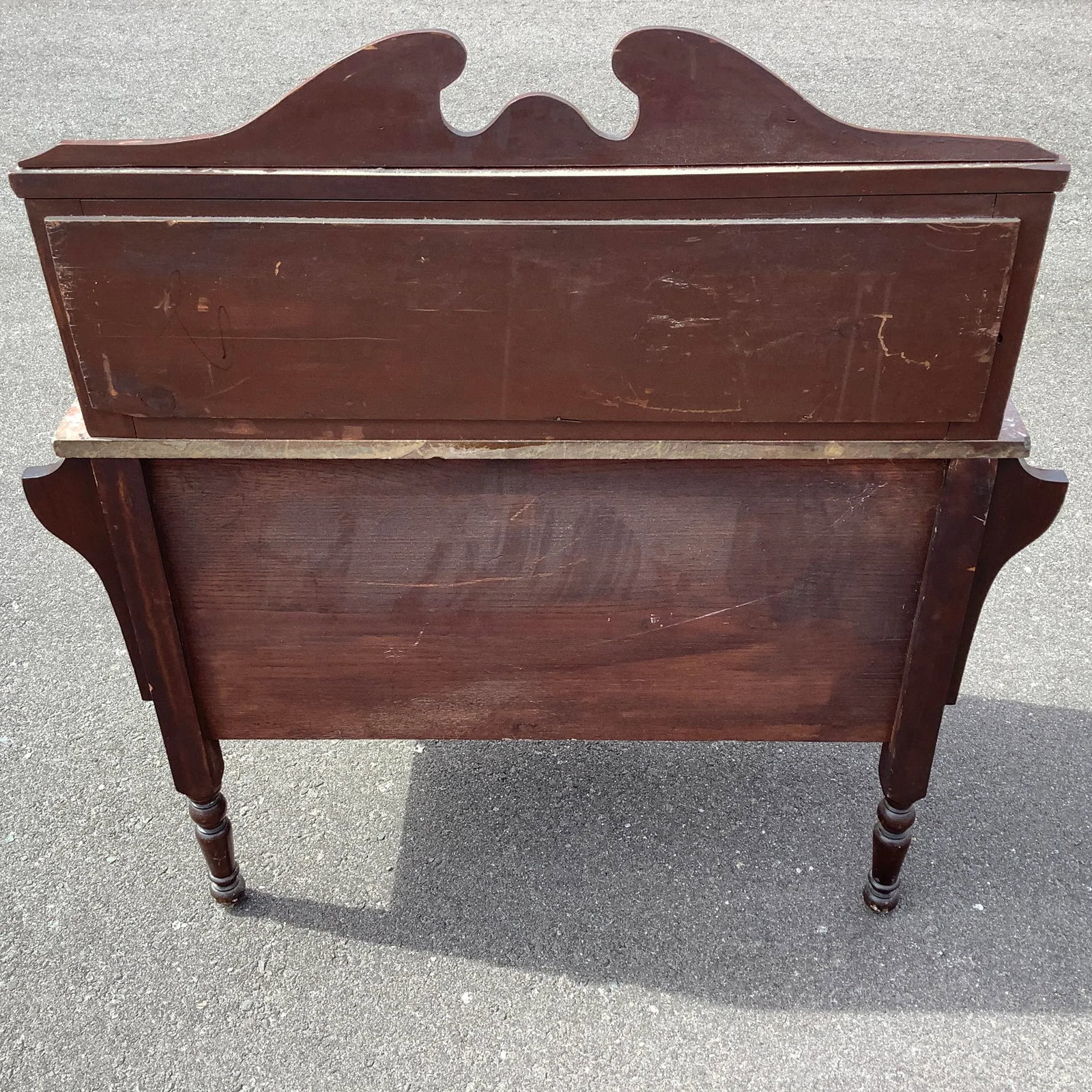 Early 1900s Antique English Mahogany Marble Butlers Server - 11