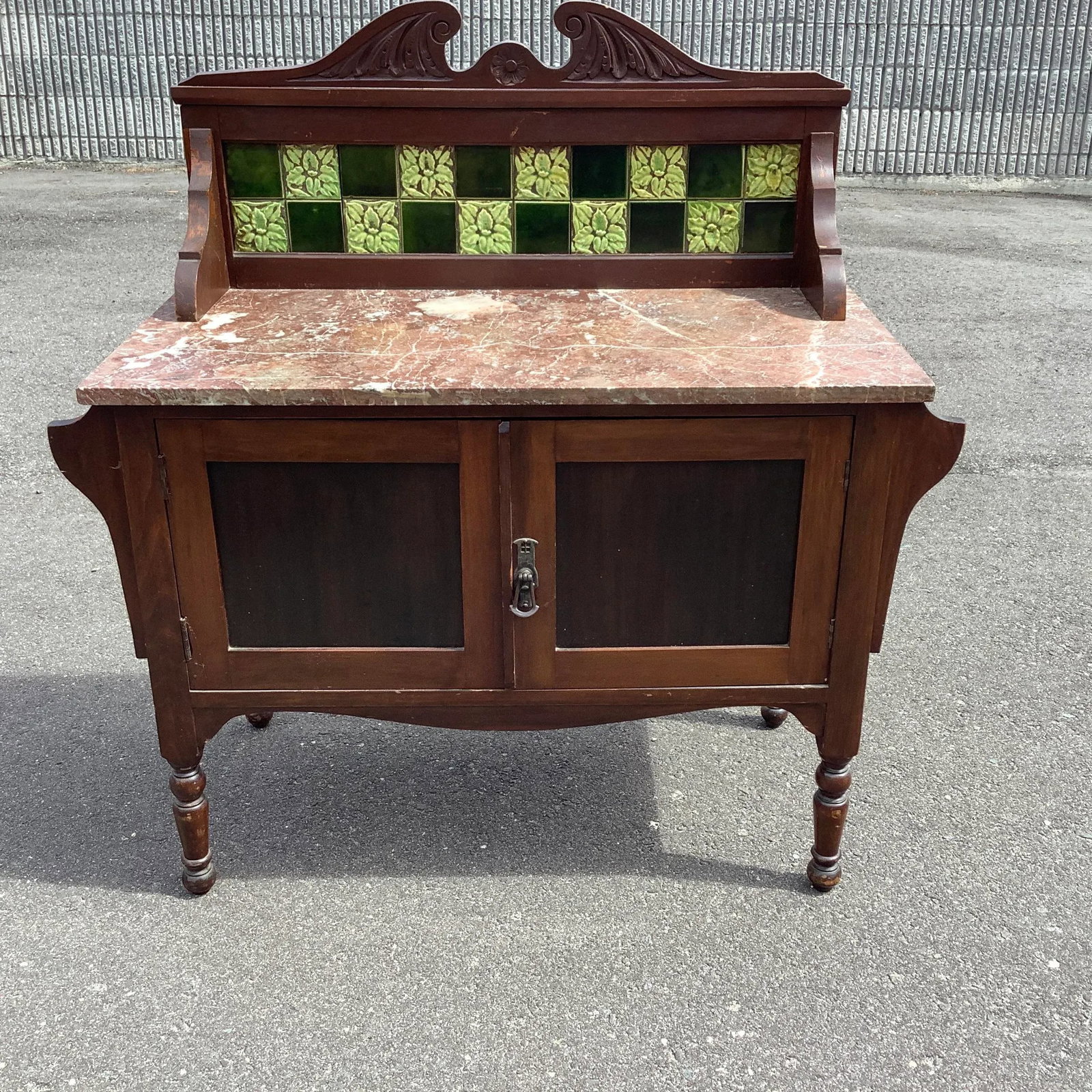 Early 1900s Antique English Mahogany Marble Butlers Server - 2