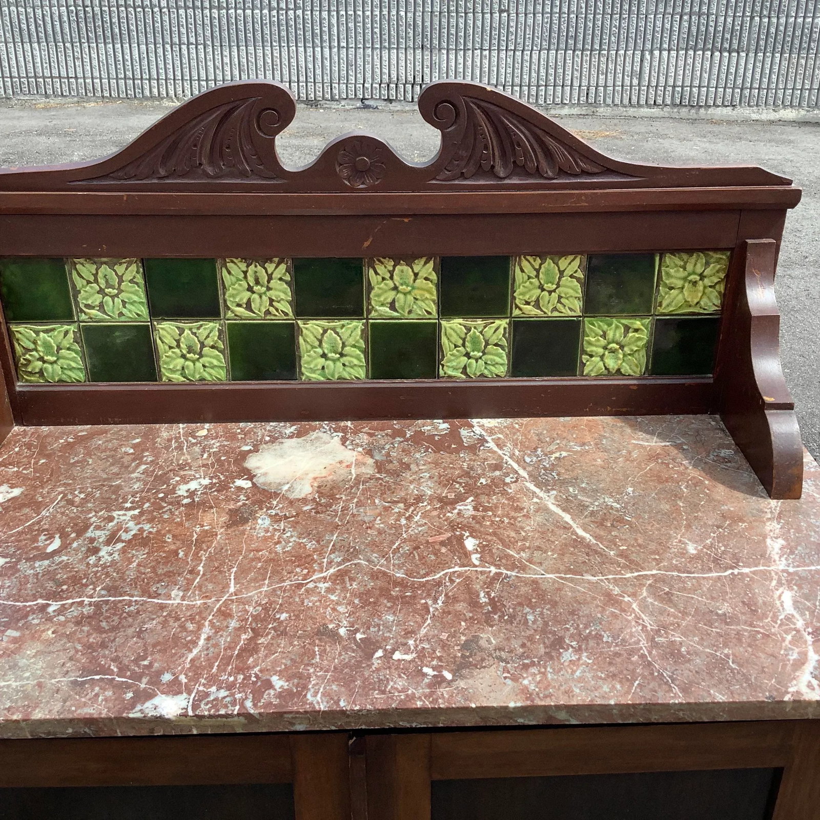 Early 1900s Antique English Mahogany Marble Butlers Server - 5