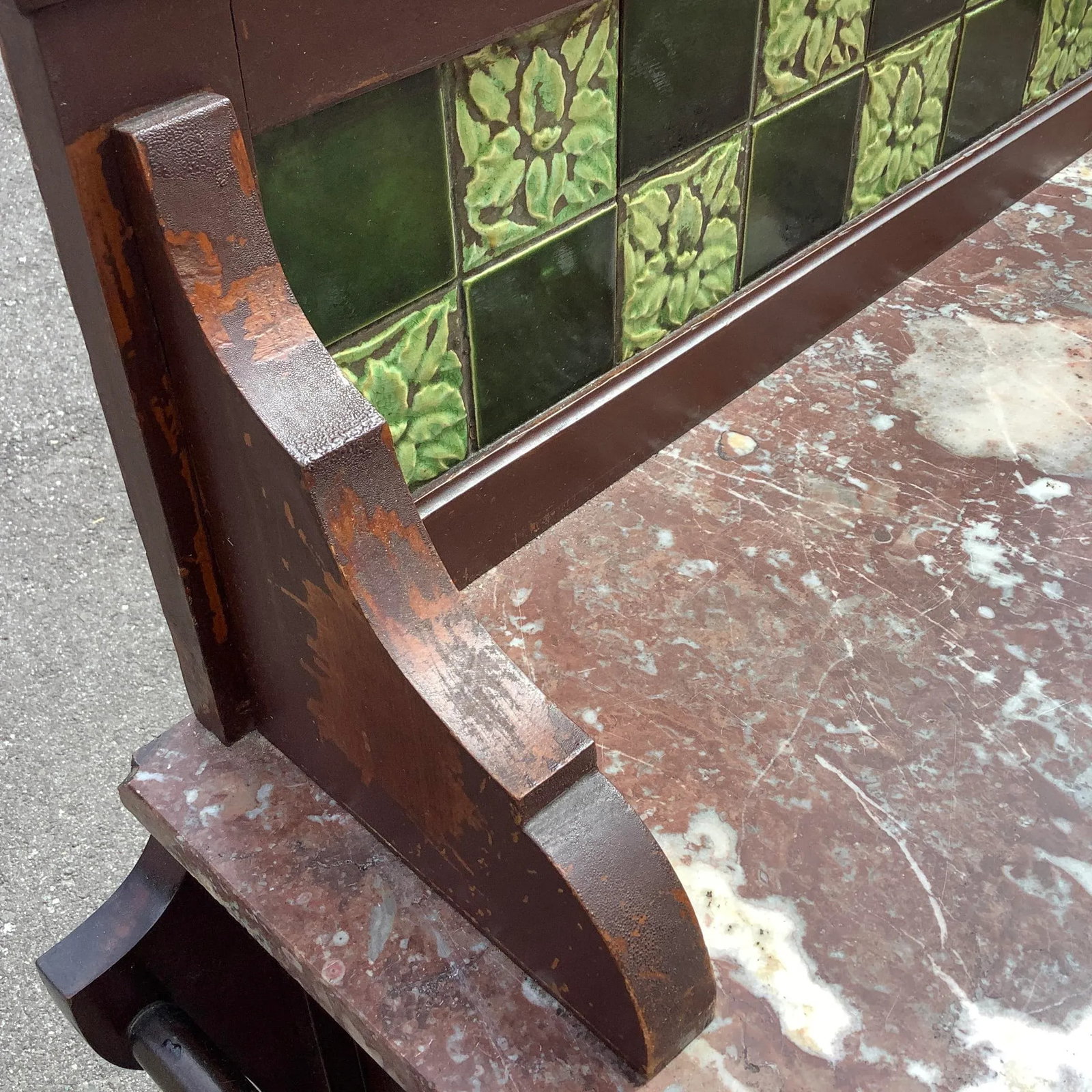 Early 1900s Antique English Mahogany Marble Butlers Server - 6