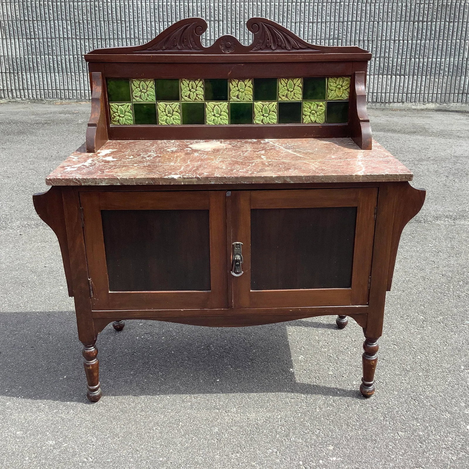 Early 1900s Antique English Mahogany Marble Butlers Server - 9
