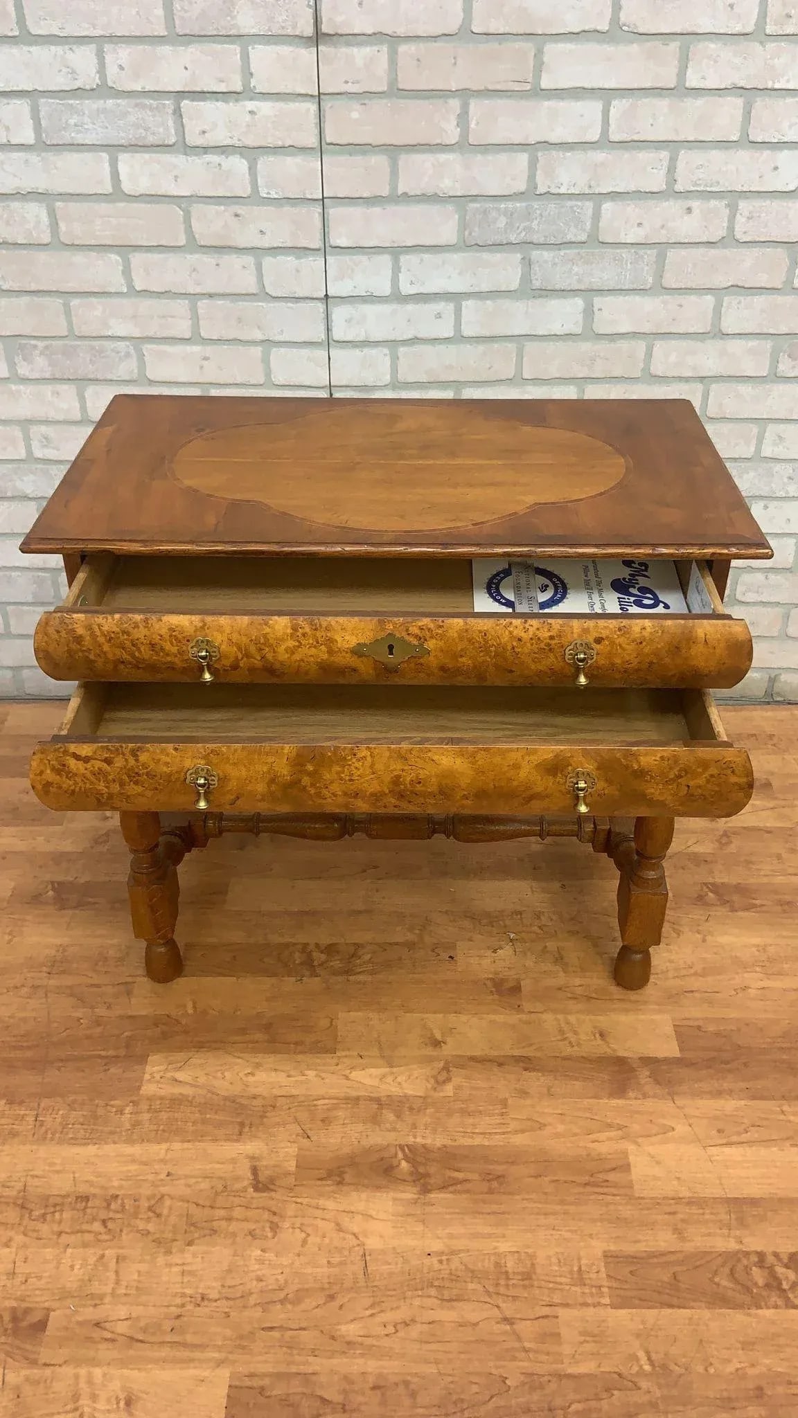 Vintage Biedermeier Style Burl Side Table by Baker Furniture Co. - 5