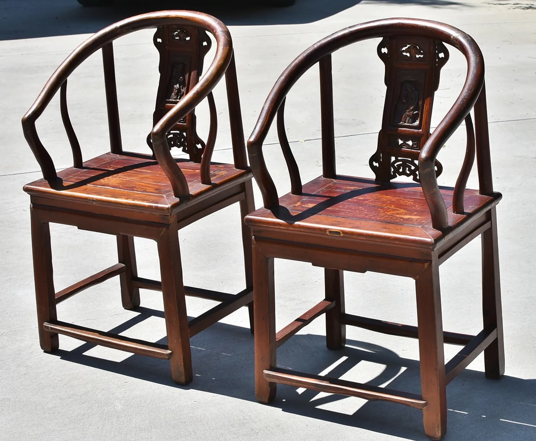 Antique Carved Lady's Chairs - A Pair - 2