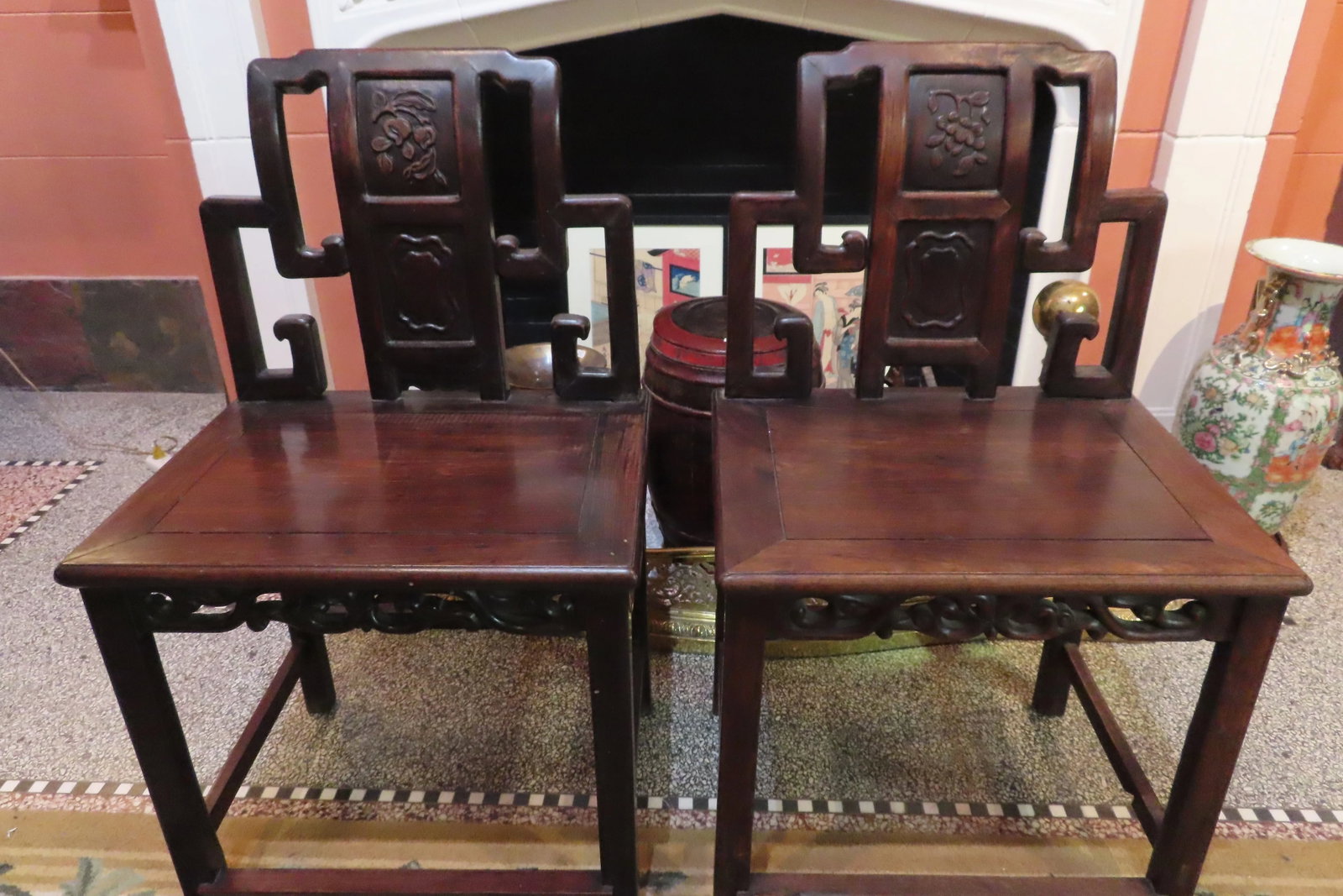 Pair of Mid-Century Rosewood Chinese Side Chairs - 2