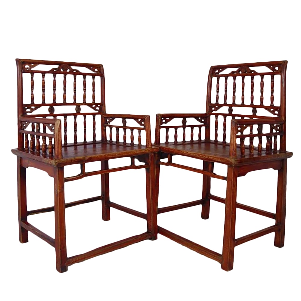 Chinese Antique Southern Official's Hat Armchairs (Set) 4d25: Very well constructed Ming dynasty style Southern Official's Hat Armchairs set with beautiful carved design on it.This matching Set of Ming dynasty style southern official's hat Armchair are made by