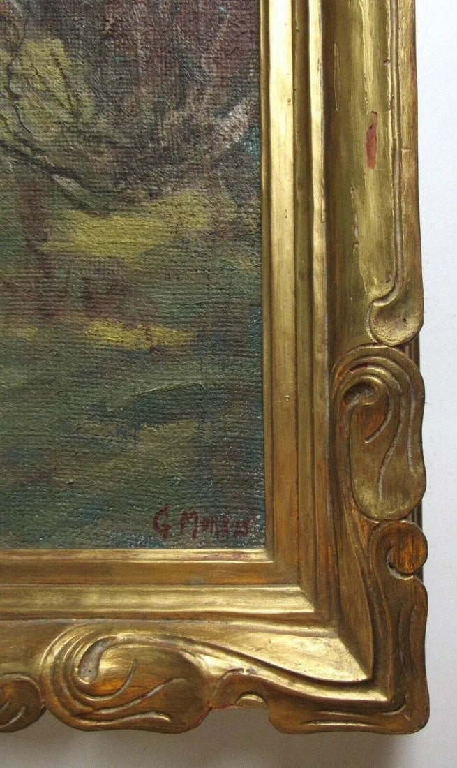 Maine Forest Landscape With Stream Painting by George Louis Morris American Impressionist Frame - 10
