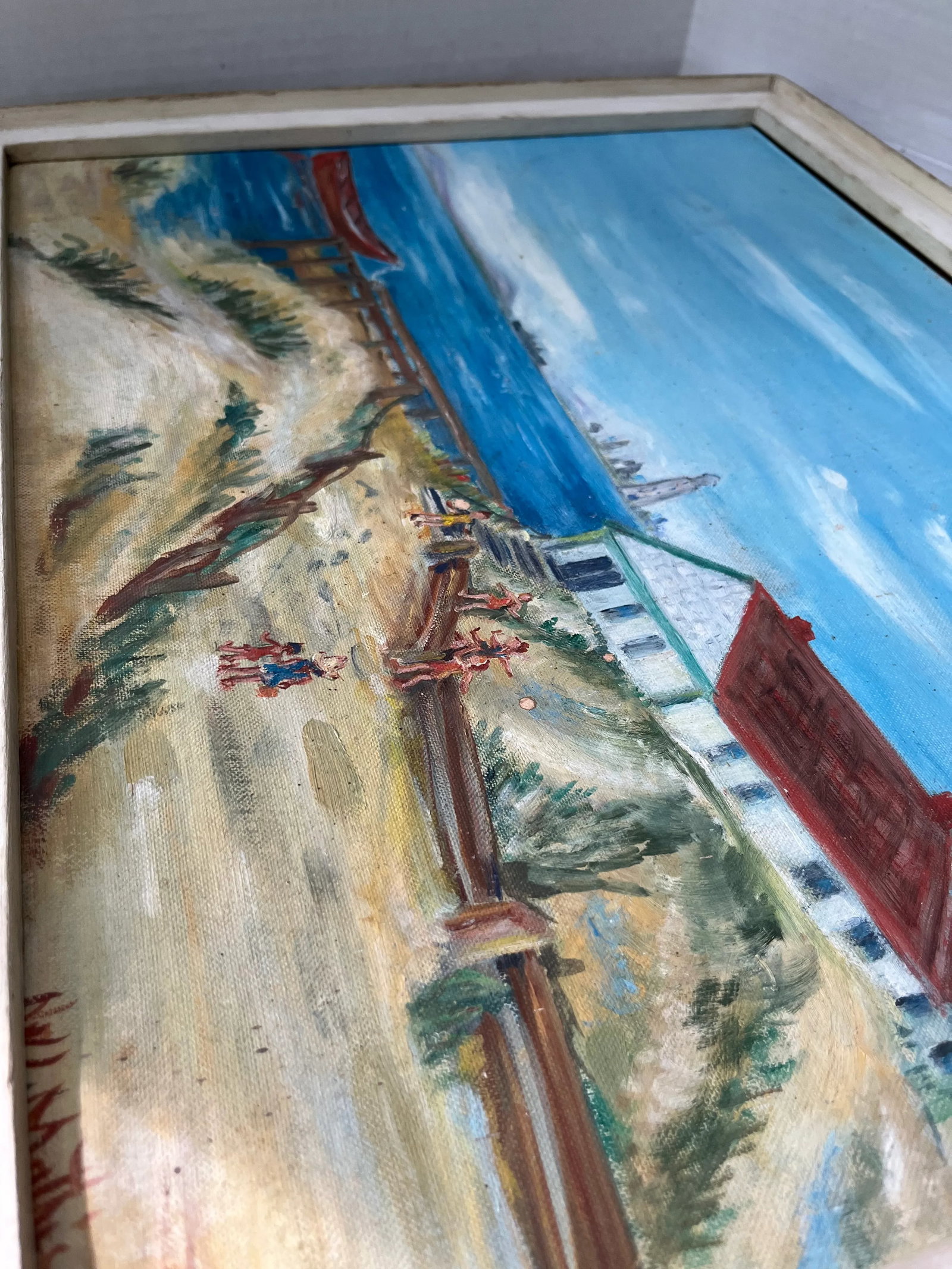 Original Coastal Landscape Painting Framed - 8