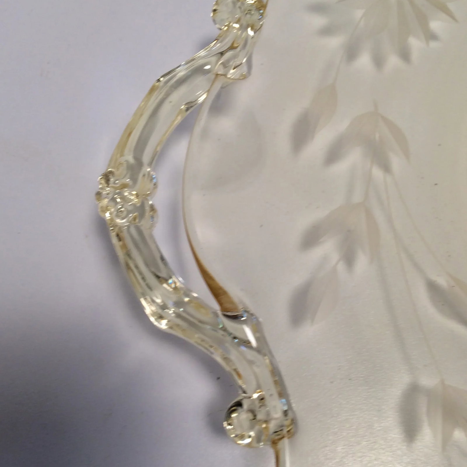 Yellow Floral Etched Lancaster Platter 1930's - 10