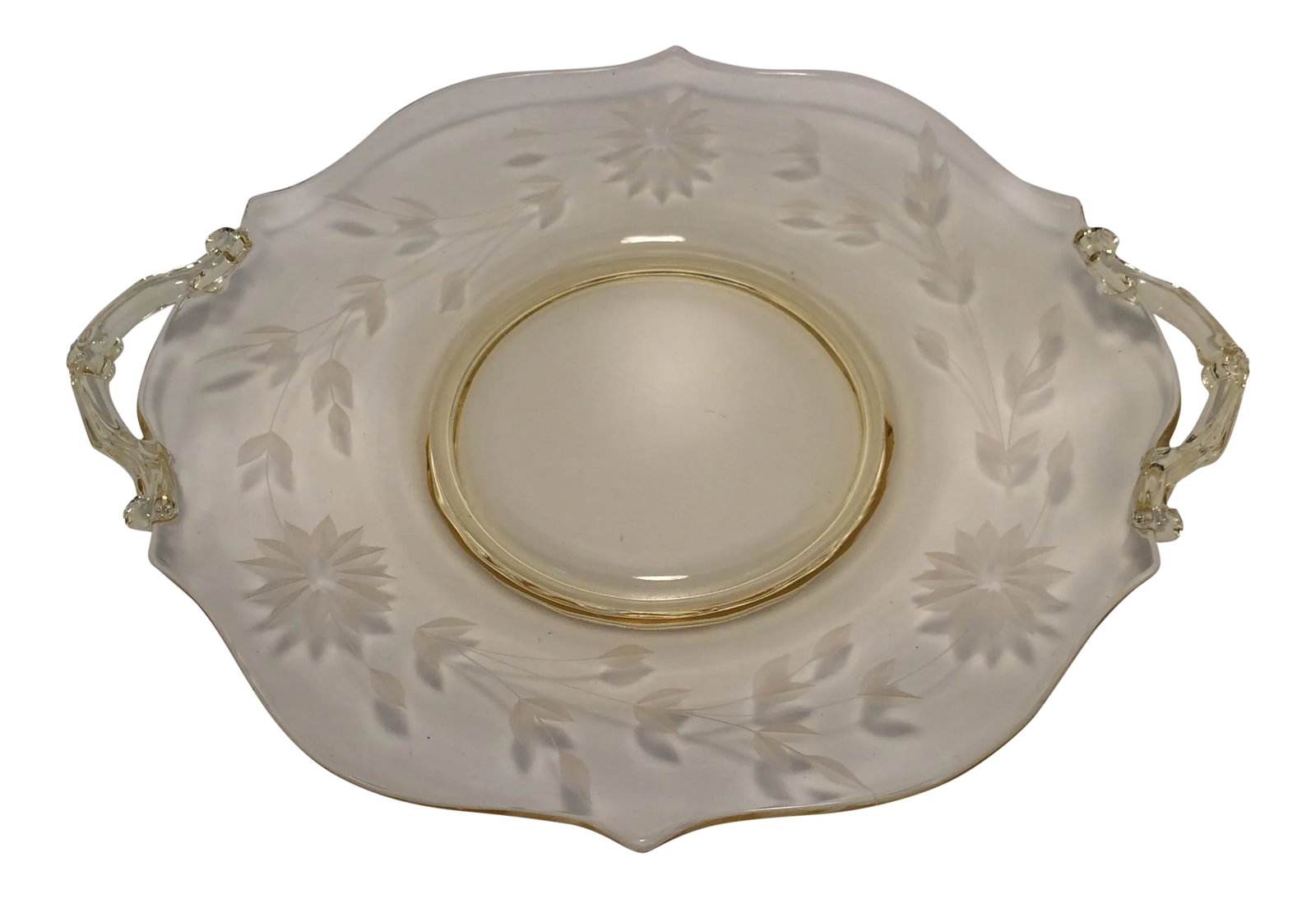 Yellow Floral Etched Lancaster Platter 1930's (1 of 12)