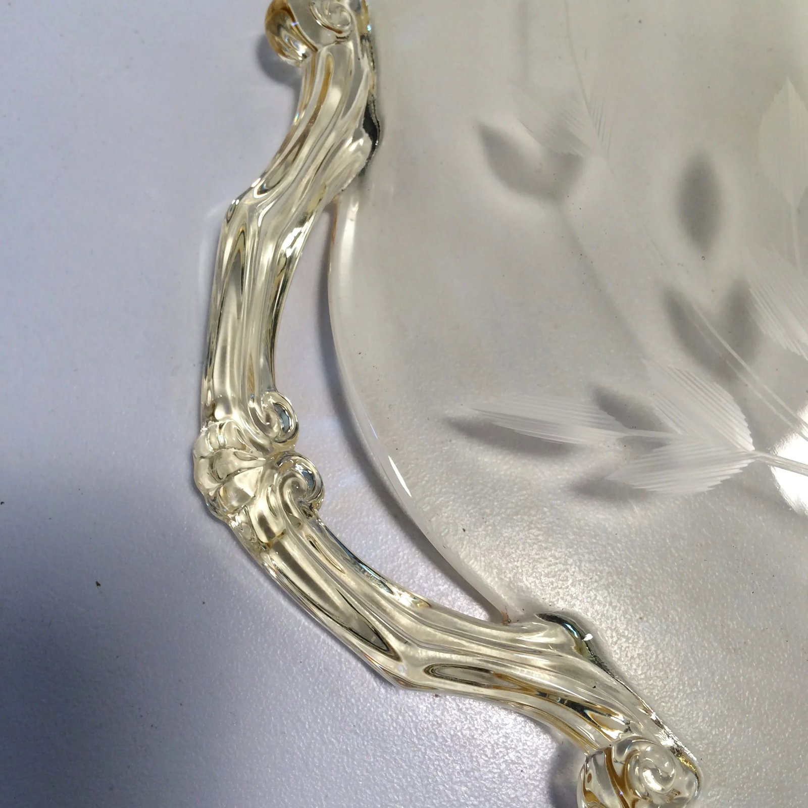 Yellow Floral Etched Lancaster Platter 1930's - 6