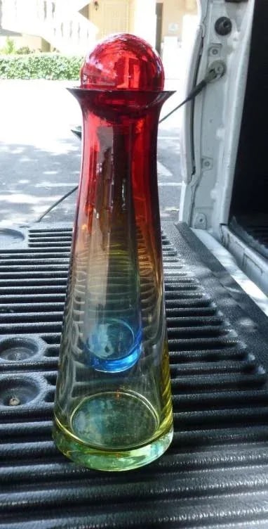 1970s Vintage Barbini for Murano Italian Futuristic Stoppered Bottles - A Pair - 5