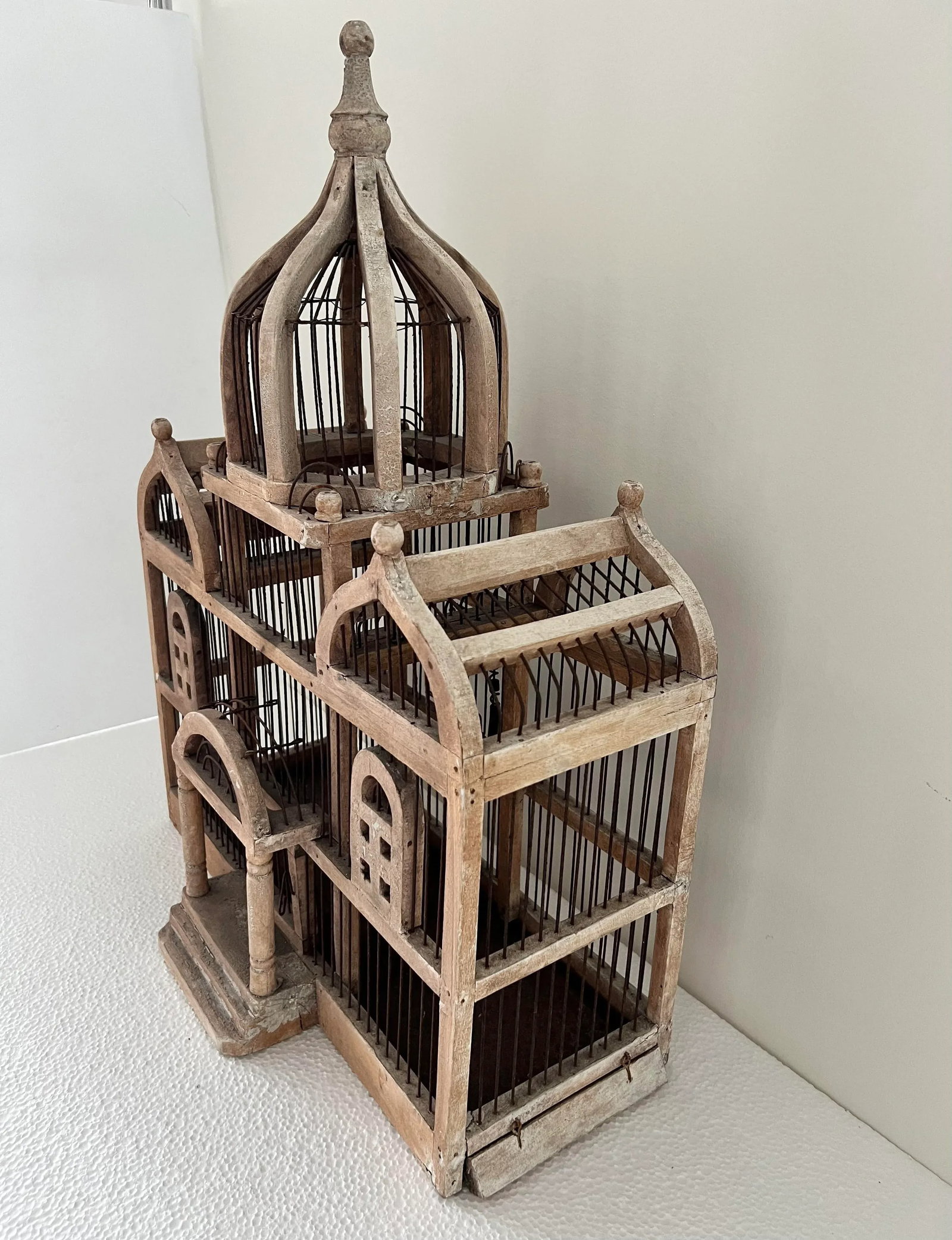Vintage Victorian Style Architectural Domed Wooden Bird Cage - 3