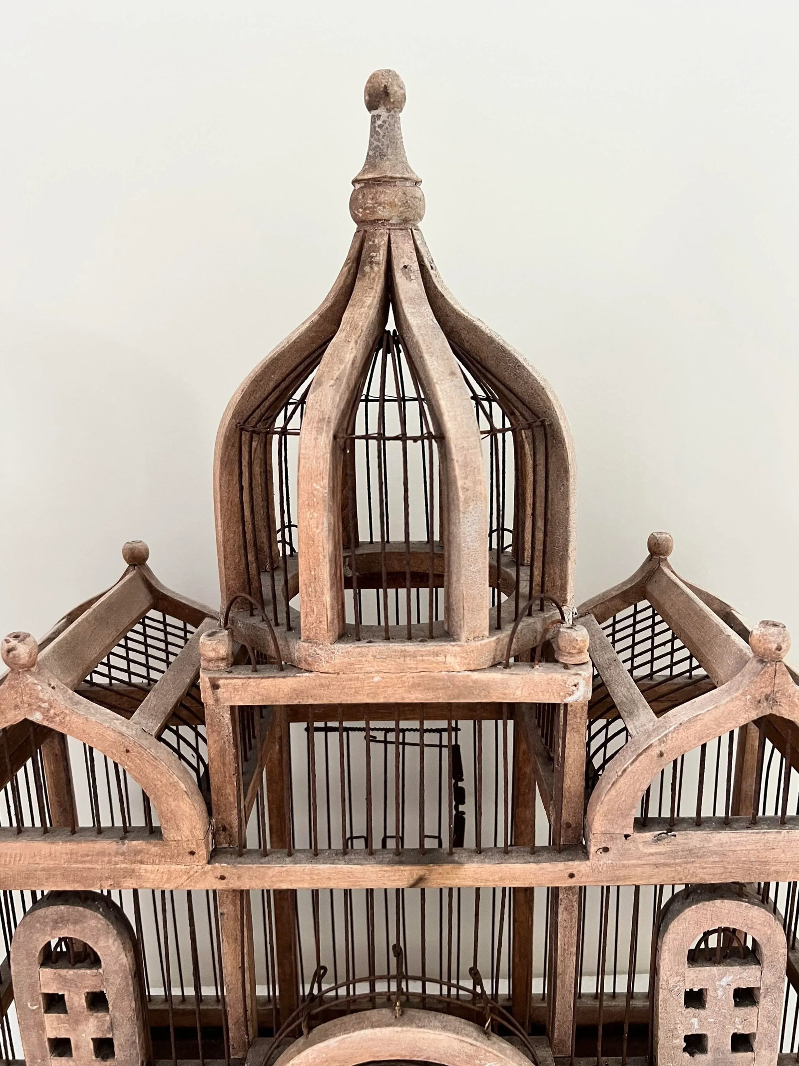 Vintage Victorian Style Architectural Domed Wooden Bird Cage - 4