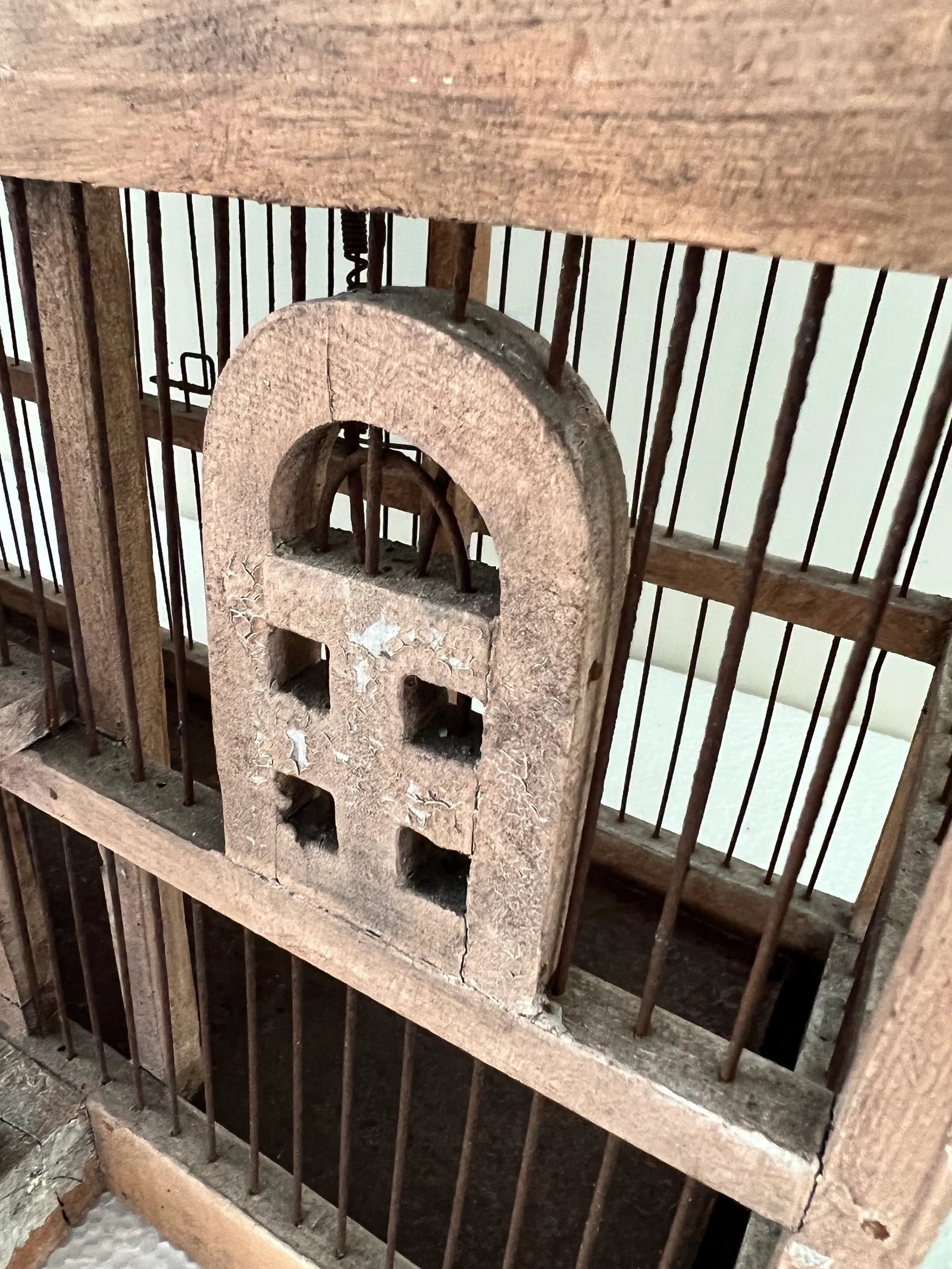 Vintage Victorian Style Architectural Domed Wooden Bird Cage - 5