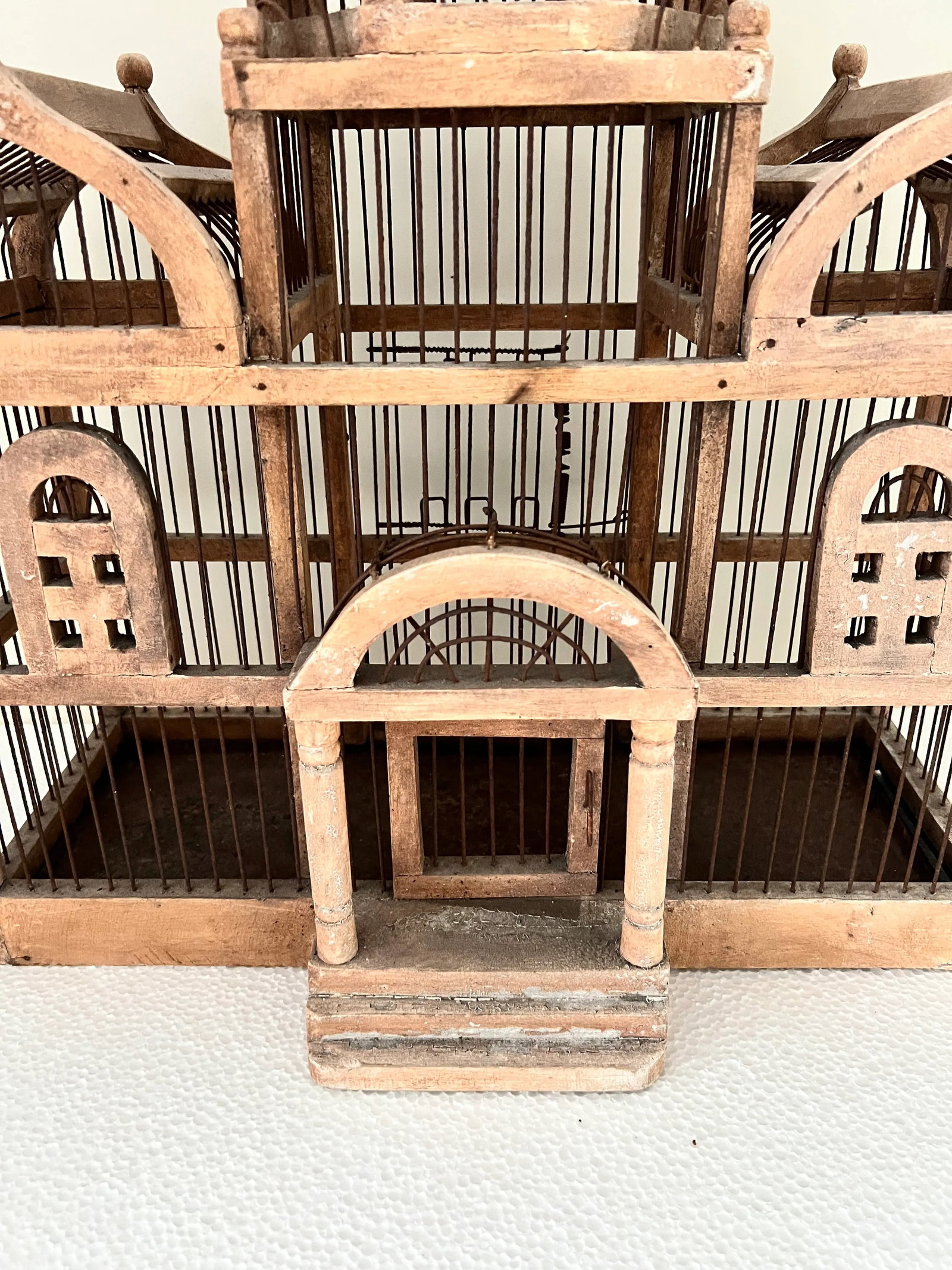 Vintage Victorian Style Architectural Domed Wooden Bird Cage - 6