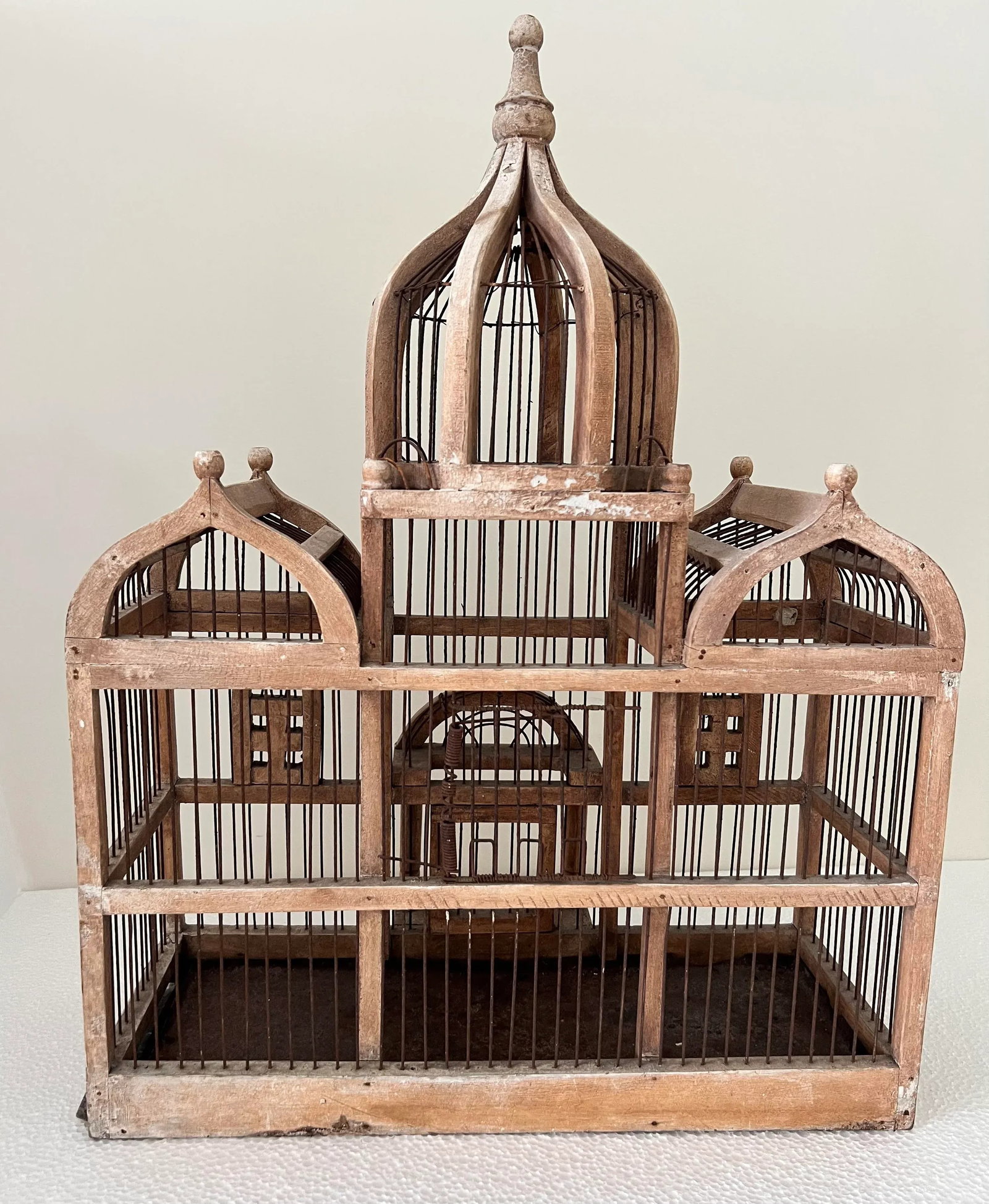 Vintage Victorian Style Architectural Domed Wooden Bird Cage - 8