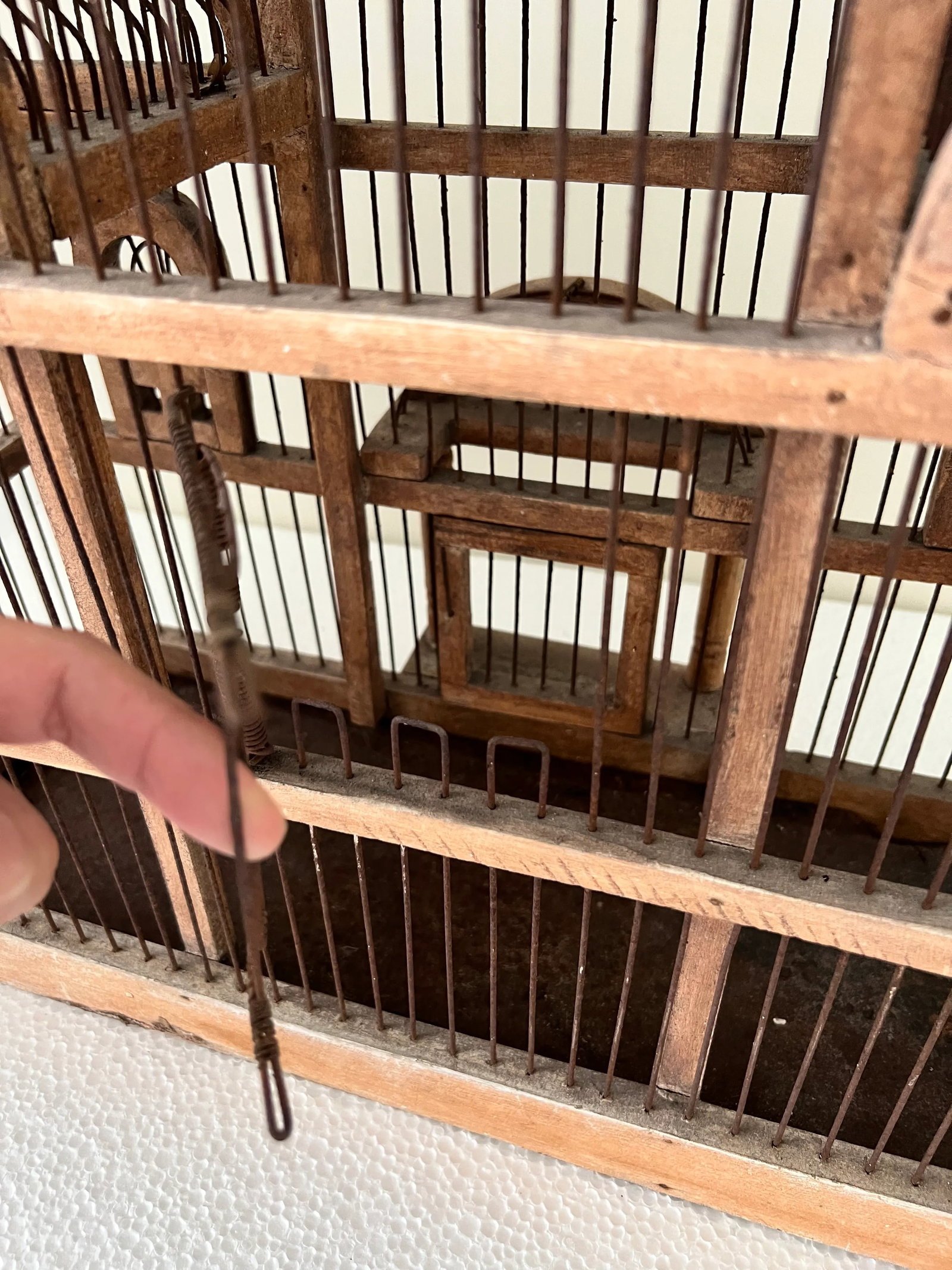 Vintage Victorian Style Architectural Domed Wooden Bird Cage - 9