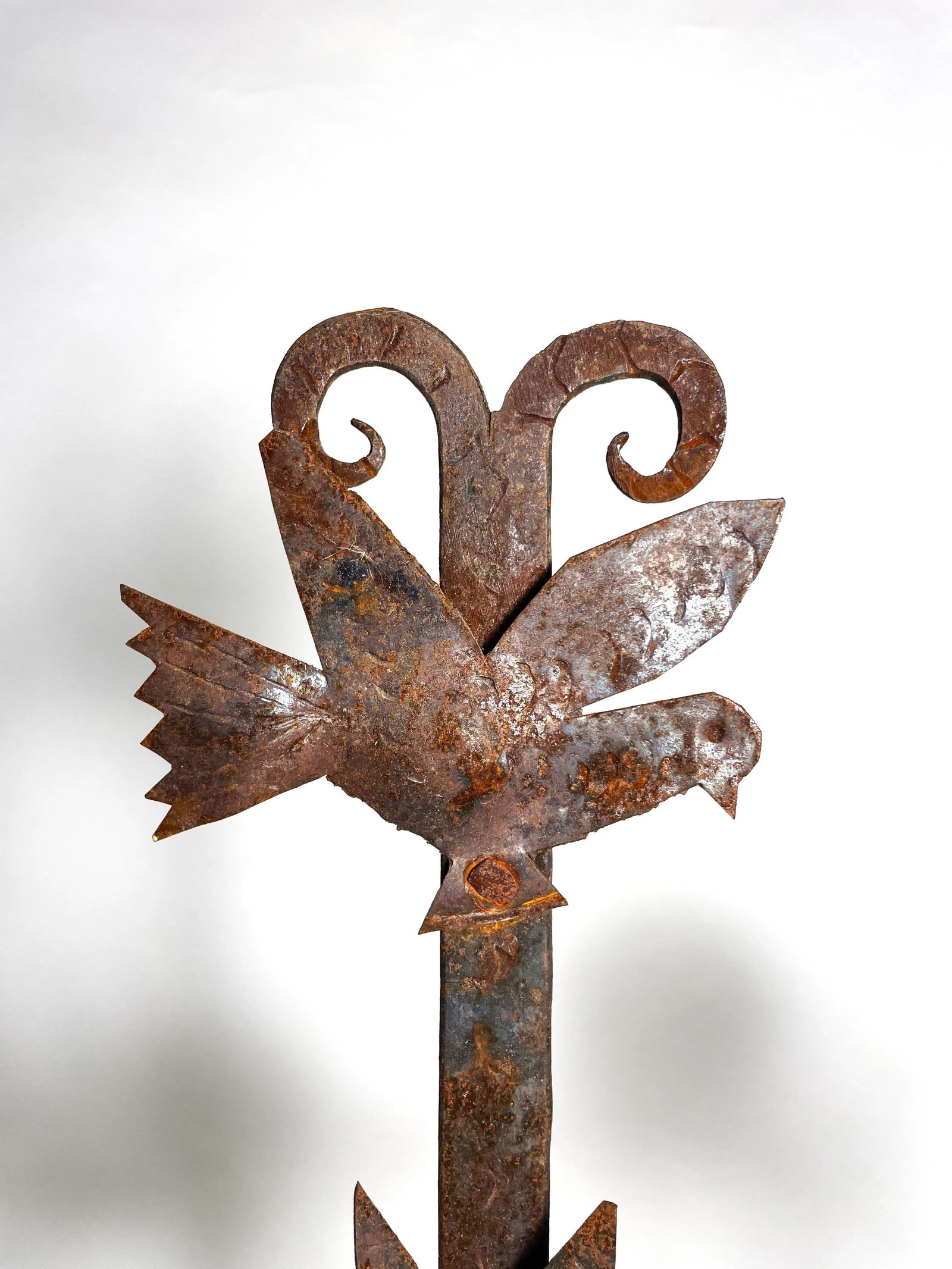Vintage Guadalupe Hermosillo Escobar of Chiapas Hand Forged Rooftop Wrought Iron Cross - 3