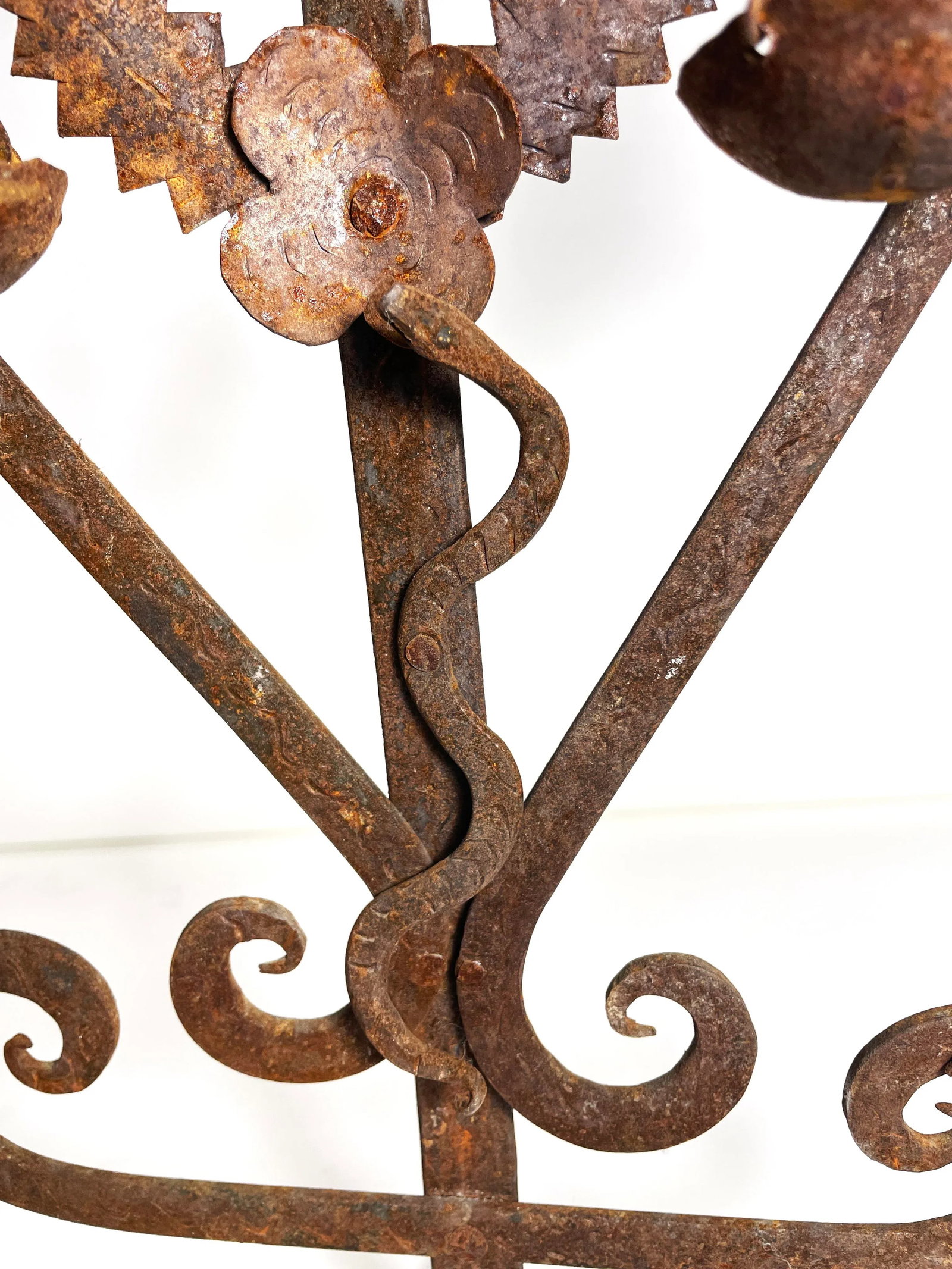 Vintage Guadalupe Hermosillo Escobar of Chiapas Hand Forged Rooftop Wrought Iron Cross - 4