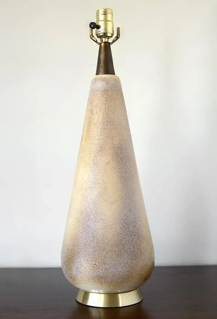 Mid-Century Modern Textured Ceramic Table Lamp - 2