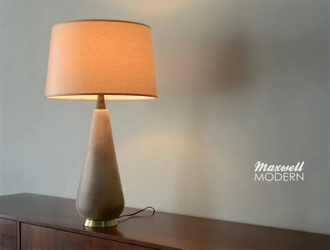 Mid-Century Modern Textured Ceramic Table Lamp - 8