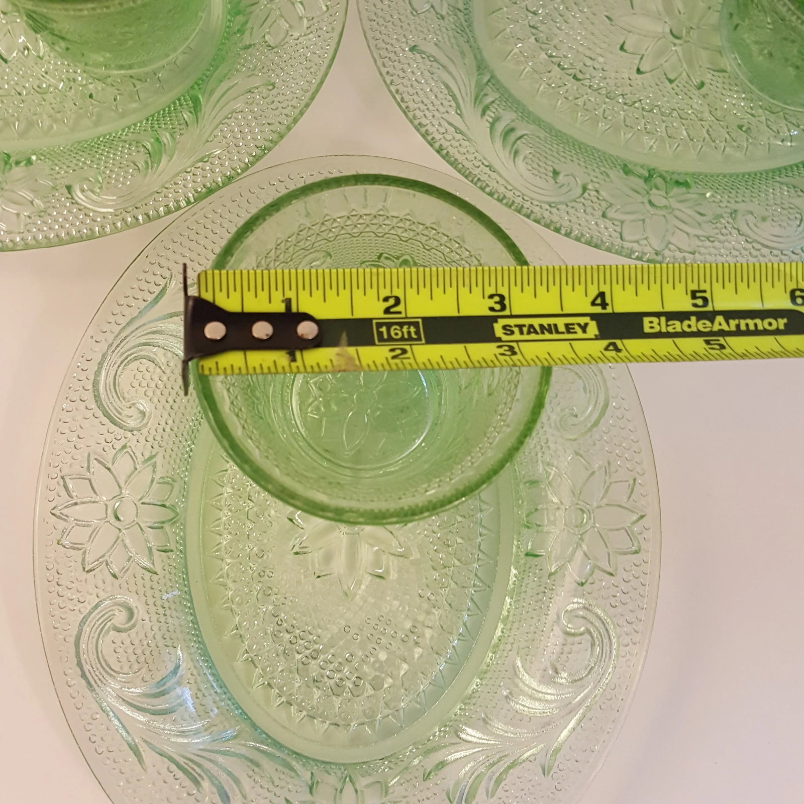 Indiana Glass Sandwich Green Luncheon Plates & Cups - Set of 4 - 5