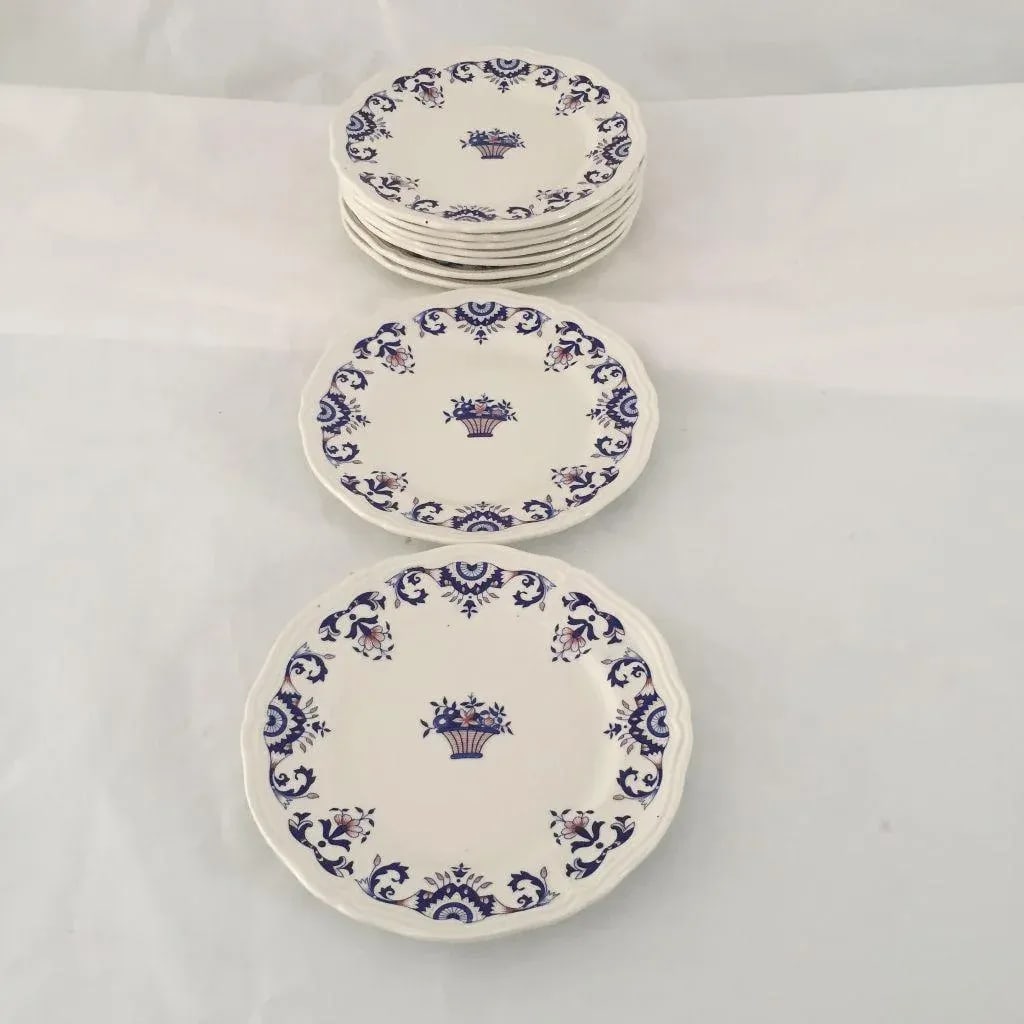 Vintage Hand Painted French Salad Plates - Set of 9 - 2