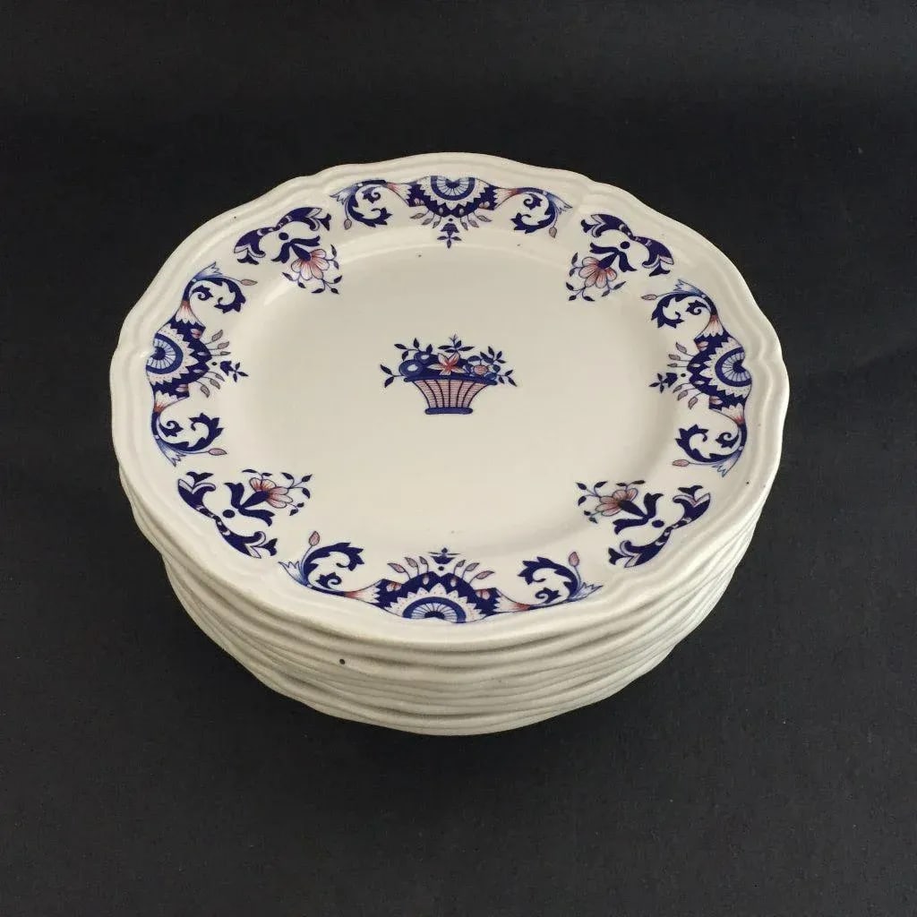 Vintage Hand Painted French Salad Plates - Set of 9 - 3