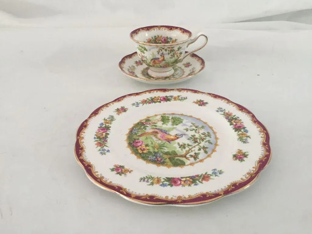 Vintage Royal Albert" Chelsea Bird" English Bone China 3 Pieces Set - 6