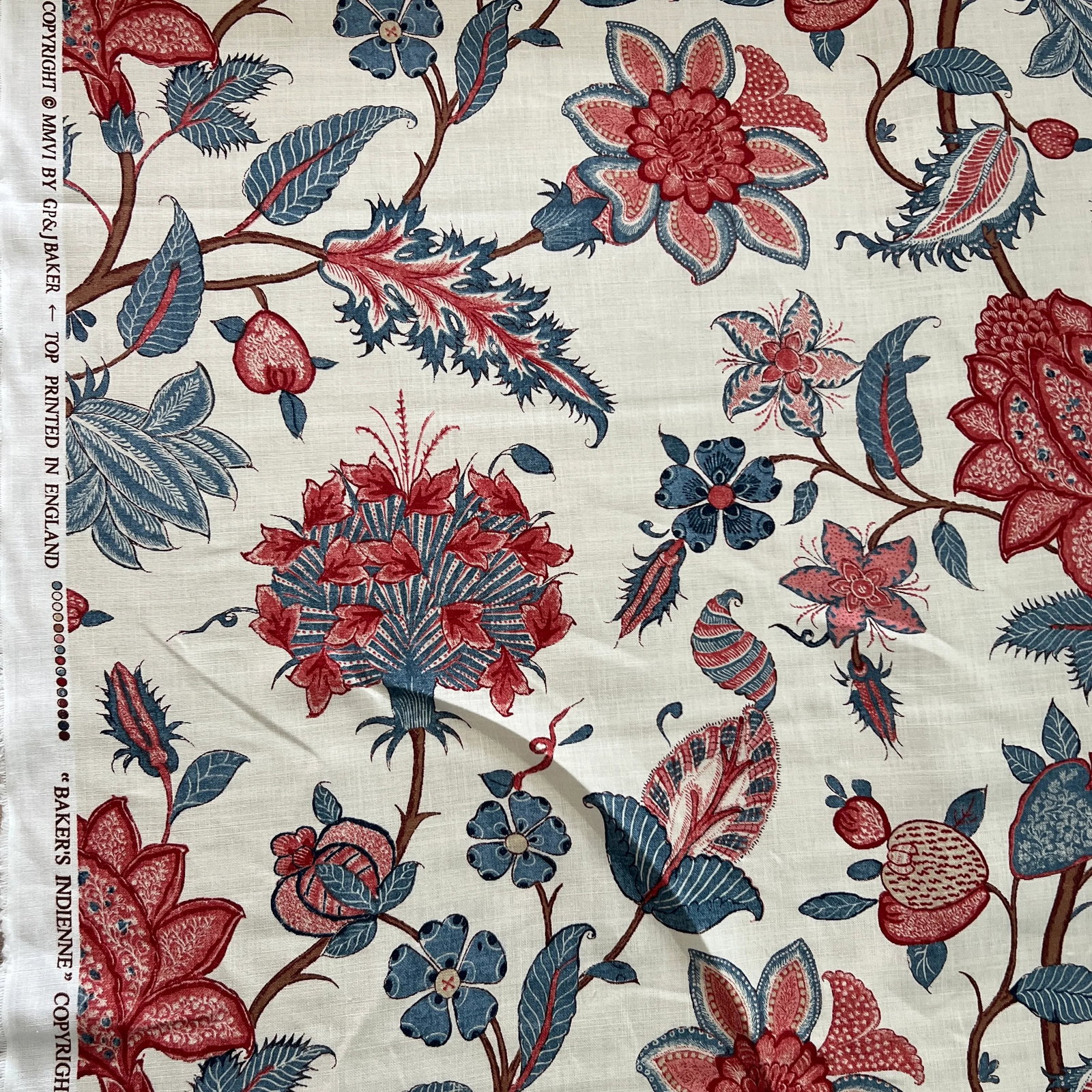 Lee Jofa Gp & J Baker Baker's Indienne Linen Fabric- 5 Yards - 3