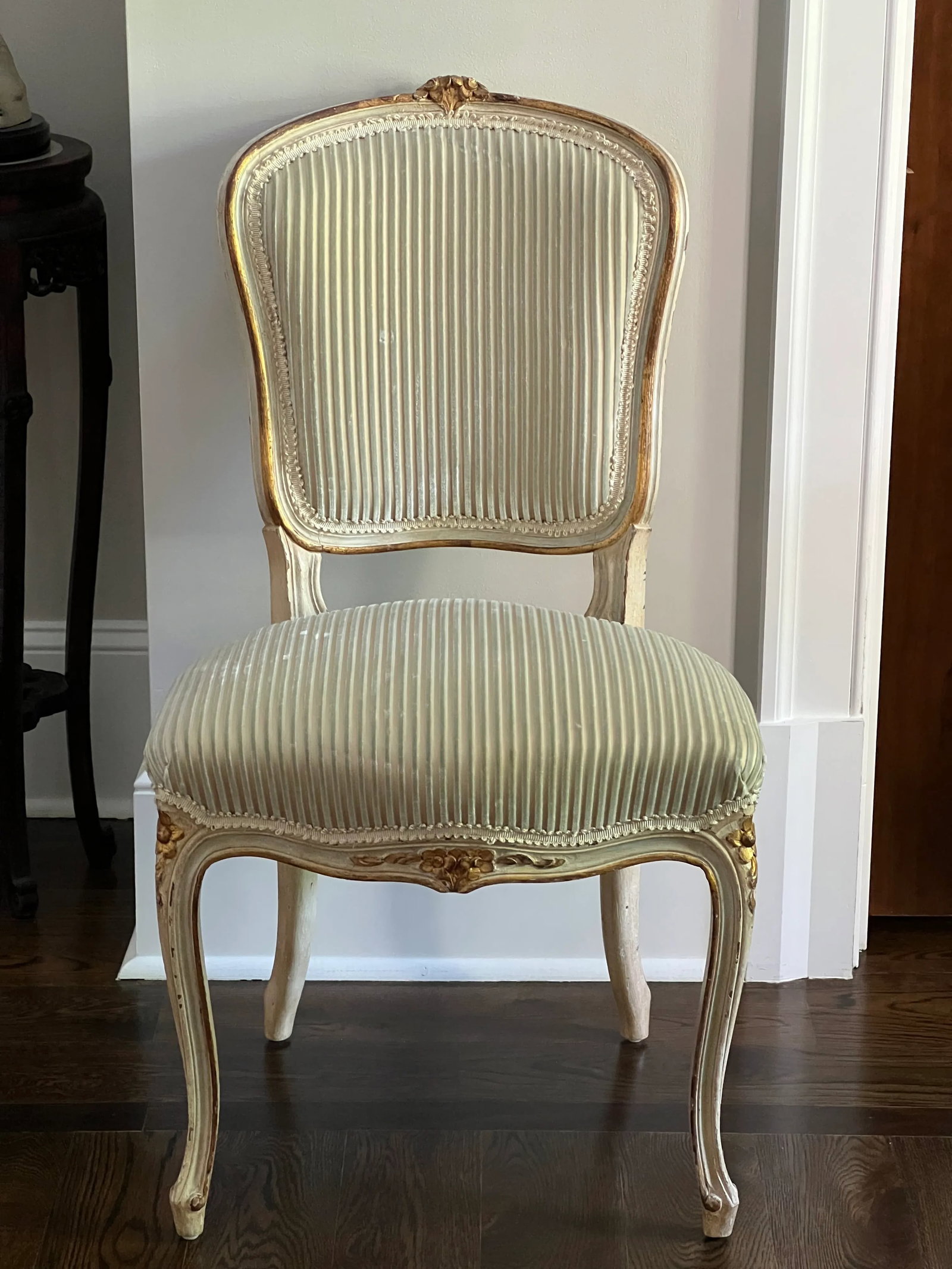 Pair of Vintage French Louis XV Style Wood Accent Side Chairs by Balzarotti Paris Cream & Gold Wood - 3