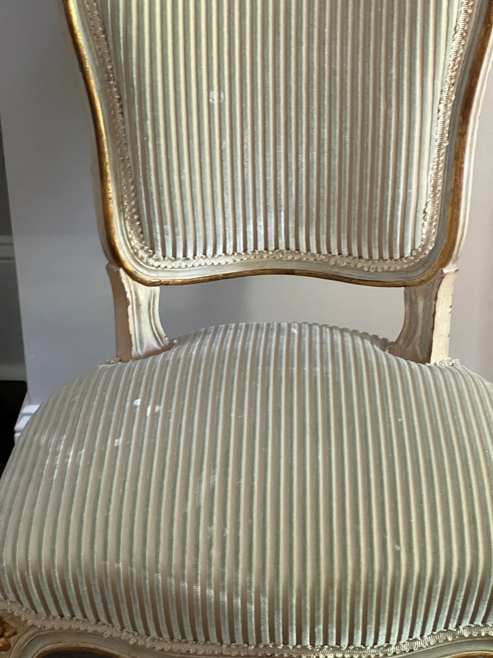 Pair of Vintage French Louis XV Style Wood Accent Side Chairs by Balzarotti Paris Cream & Gold Wood - 4
